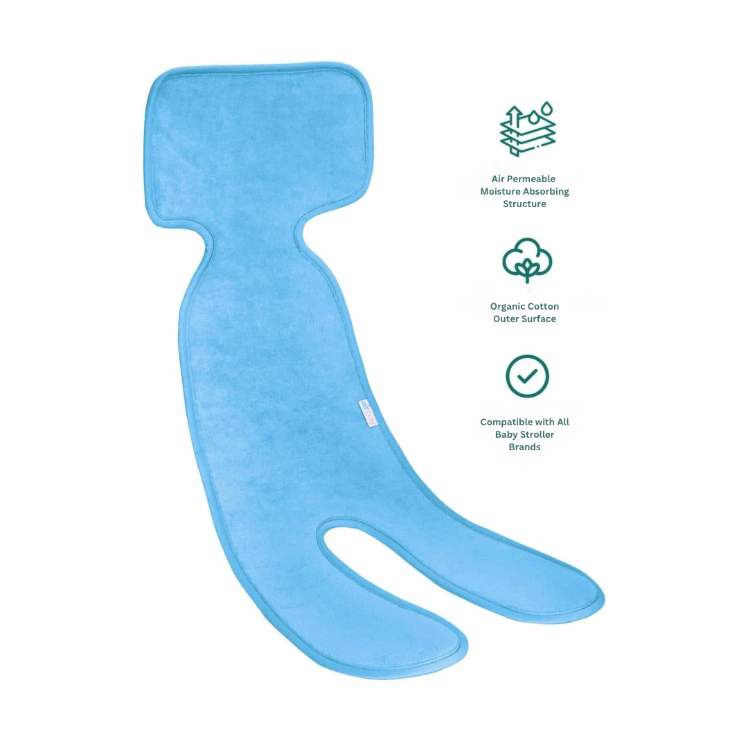 Organic Cotton Blue Baby Pram Cushion | Soft and Breathable