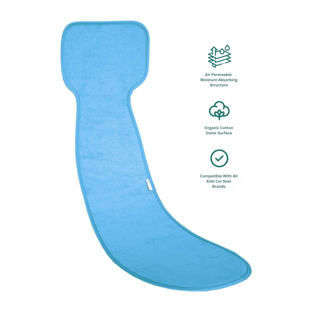 Organic Cotton Blue Kids Car Seat Cushion (3-6 Years) | Soft