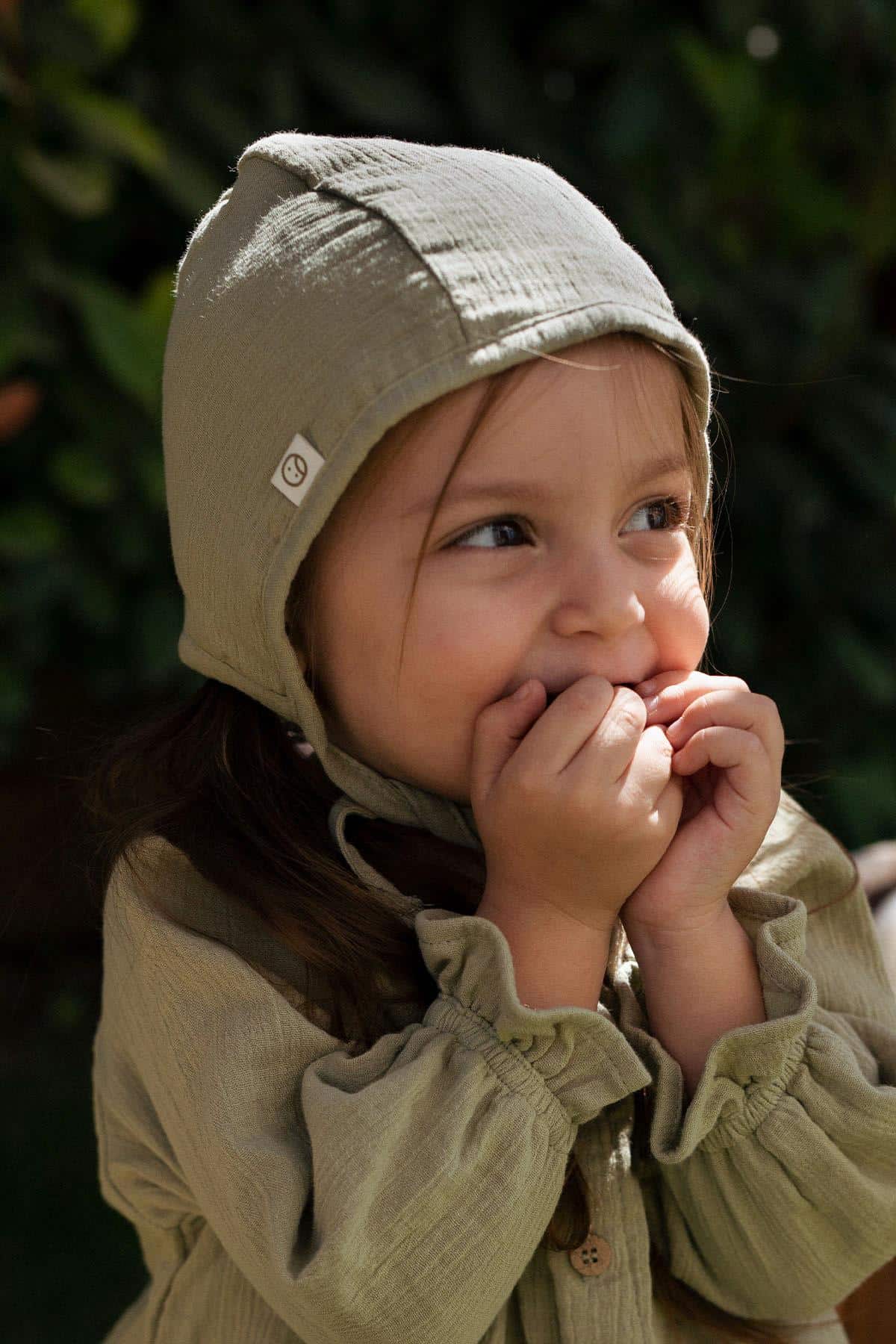 Organic Cotton Muslin British Hat in Khaki - Soft and Breathable for Babies