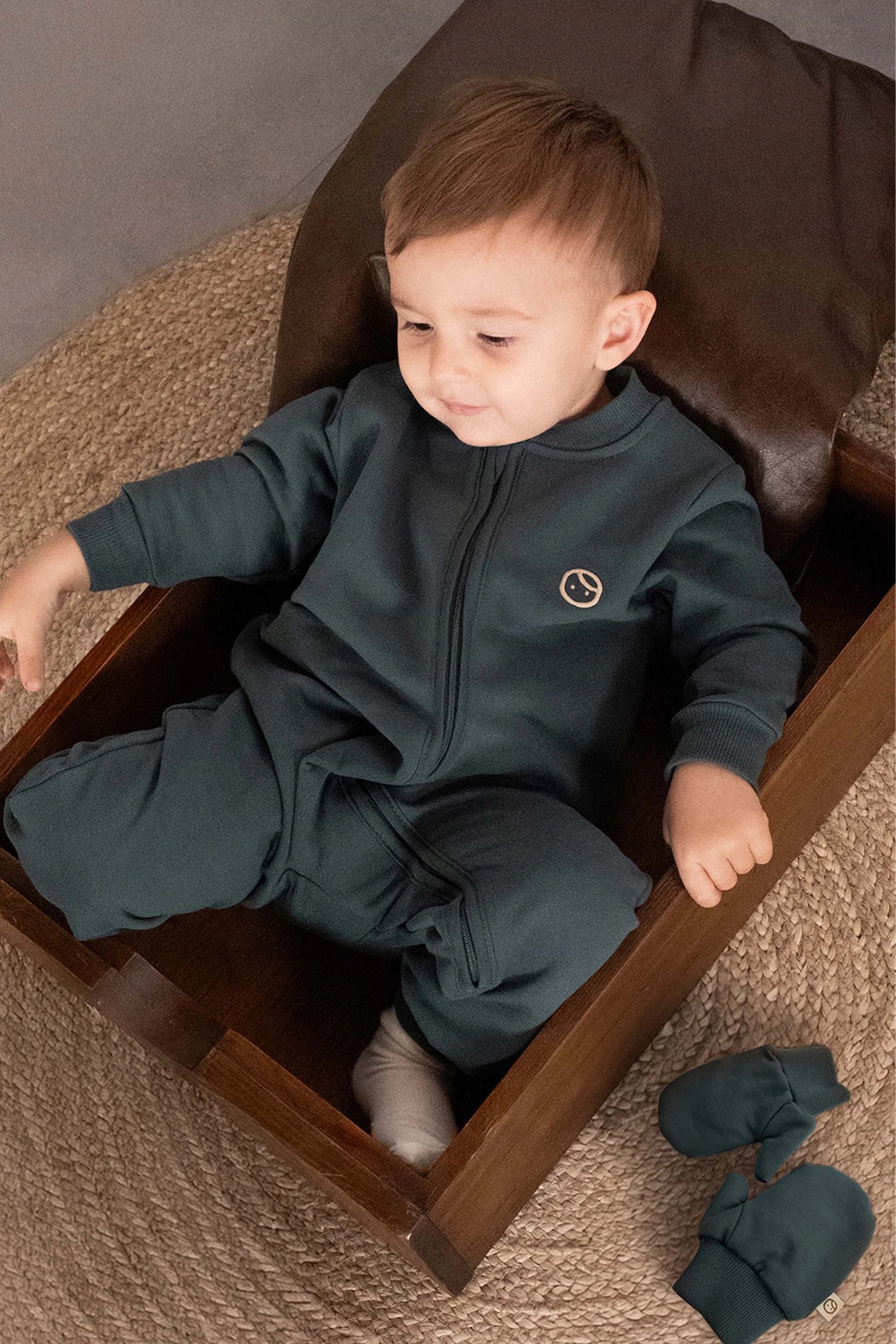 Organic Cotton Zipped Onesie - Green