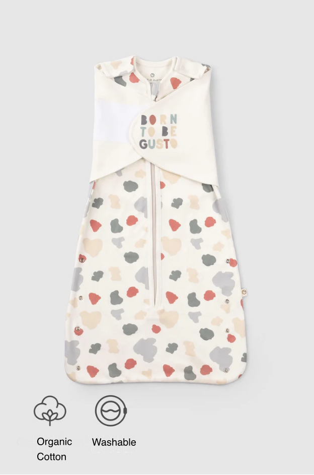 Organic Cotton Swaddle Sleeping Bag with Gusto Pattern - Soft & Secure