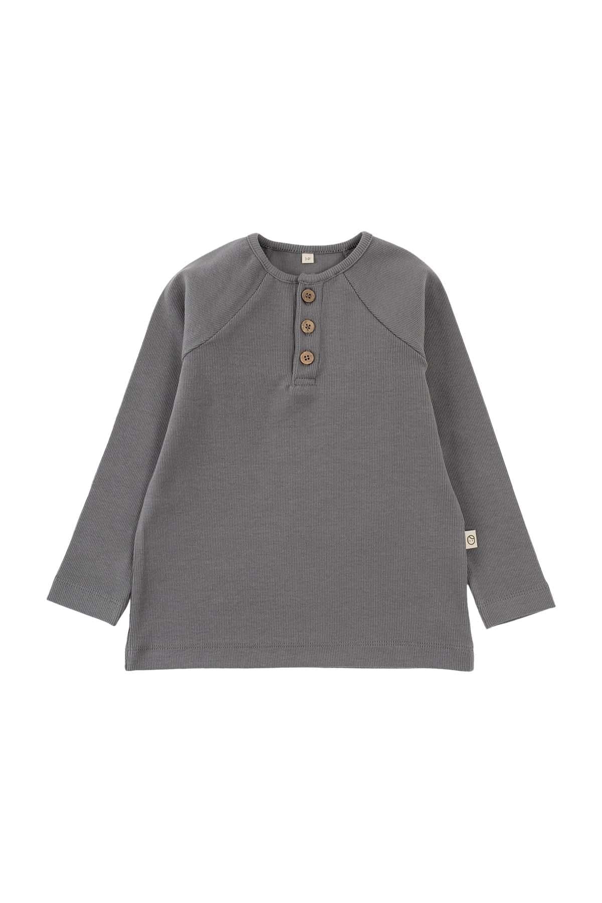 Grey Organic Cotton Ribbed Longsleeve for Kids | Comfortable