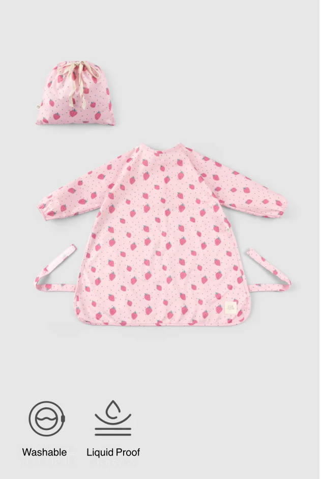 Liquid Proof Smock for BLW - Strawberry Pattern | Mess-Free