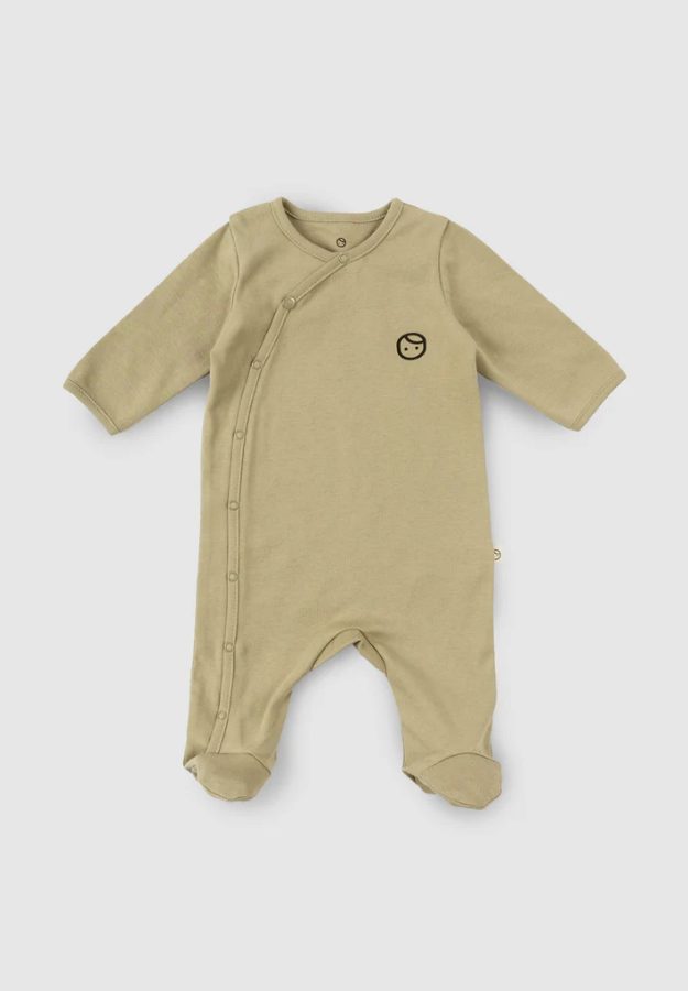 Organic Cotton Footed Onesie - Khaki | Comfortable