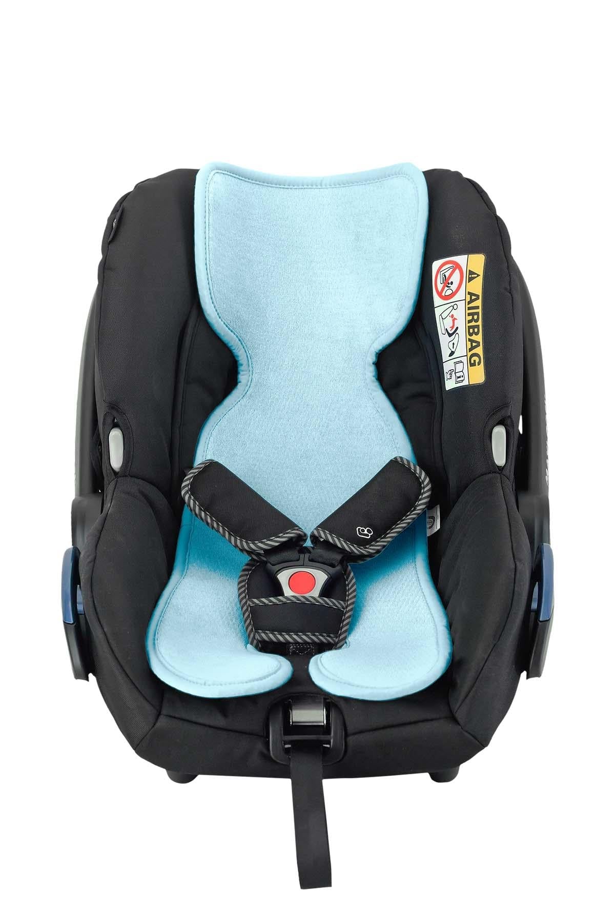 Organic Cotton Turquoise Baby Car Seat Cushion (0-1 Years) - Soft & Supportive