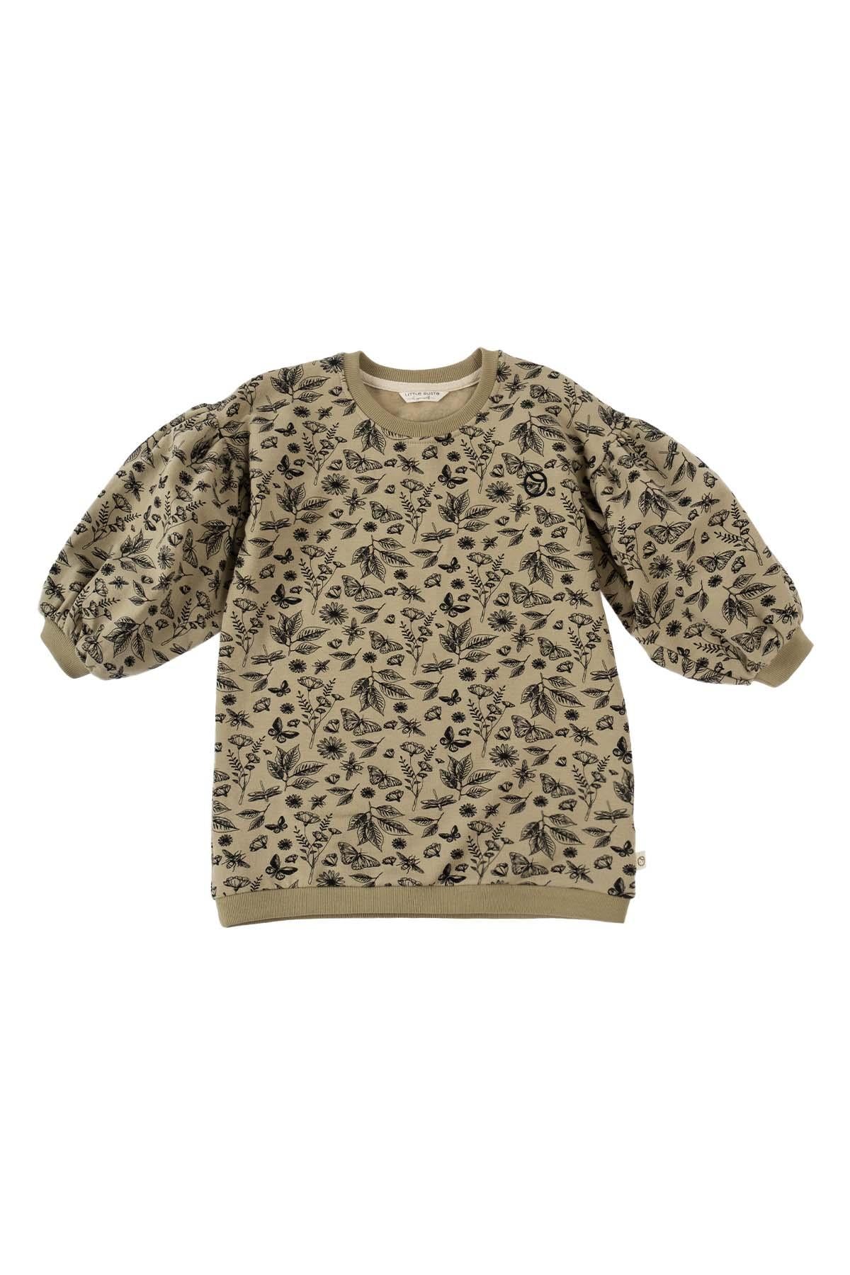 Organic Cotton Balloon Sleeve Sweatshirt - Khaki