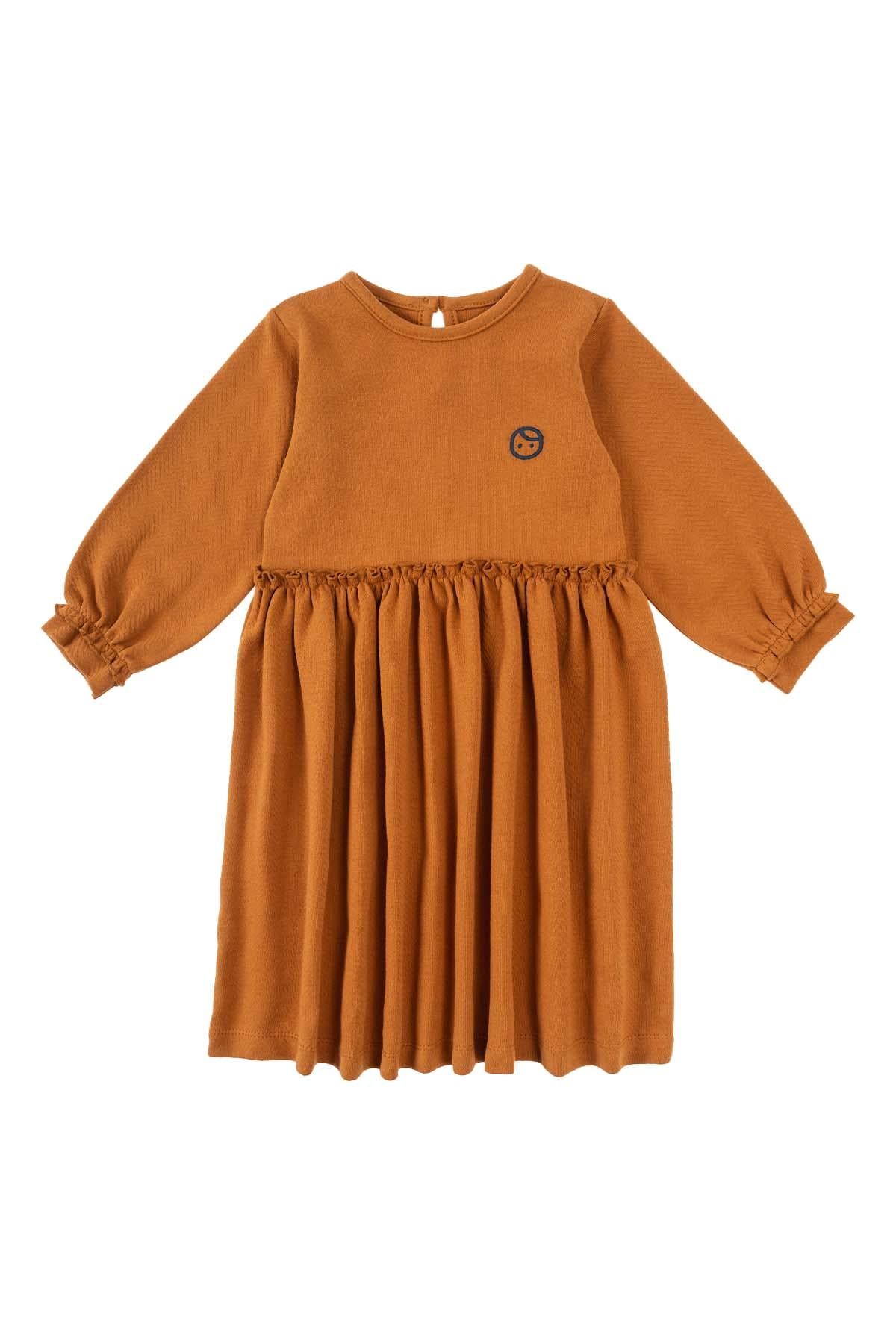 Copper Organic Cotton Ruffle Dress for Kids | Elegant & Sustainable