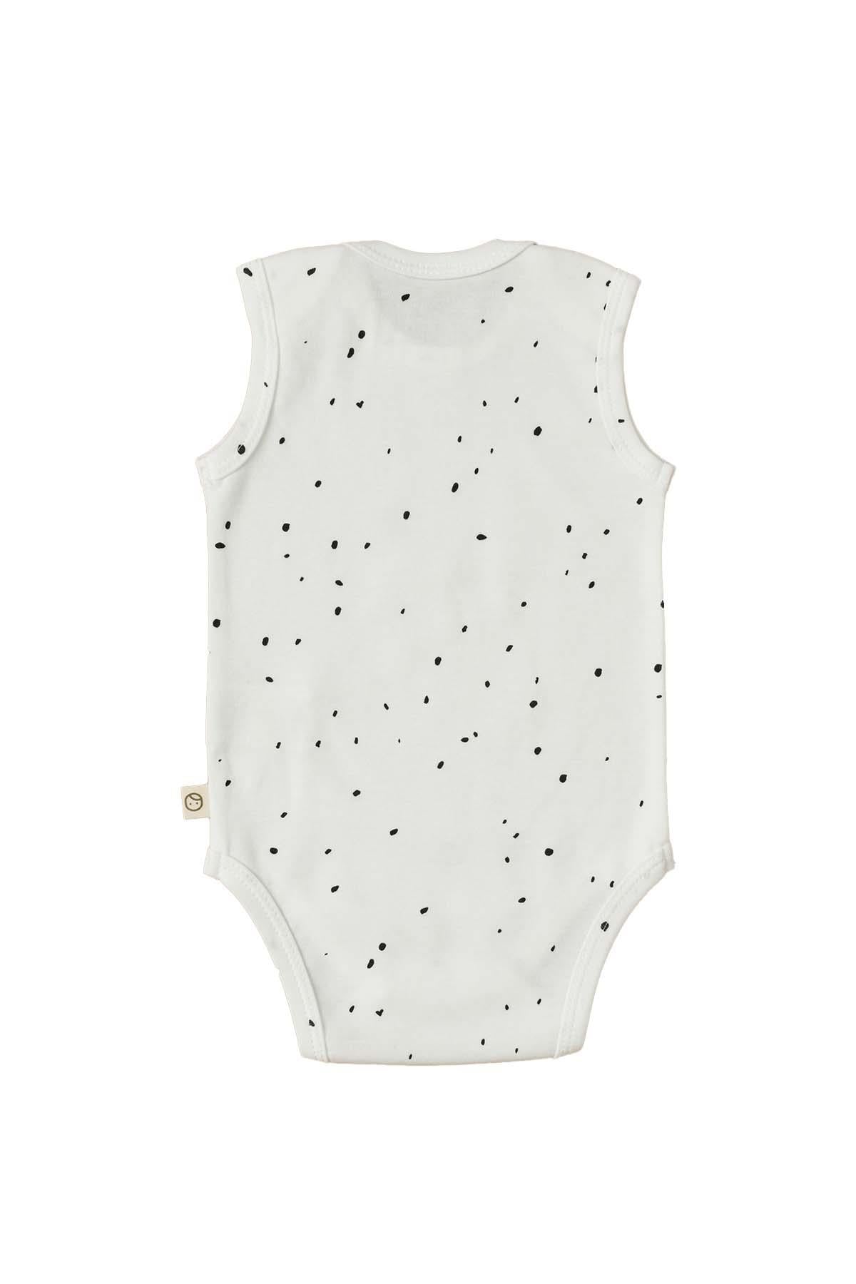 White Cosmos Organic Cotton Sleeveless Bodysuit - Soft & Breathable