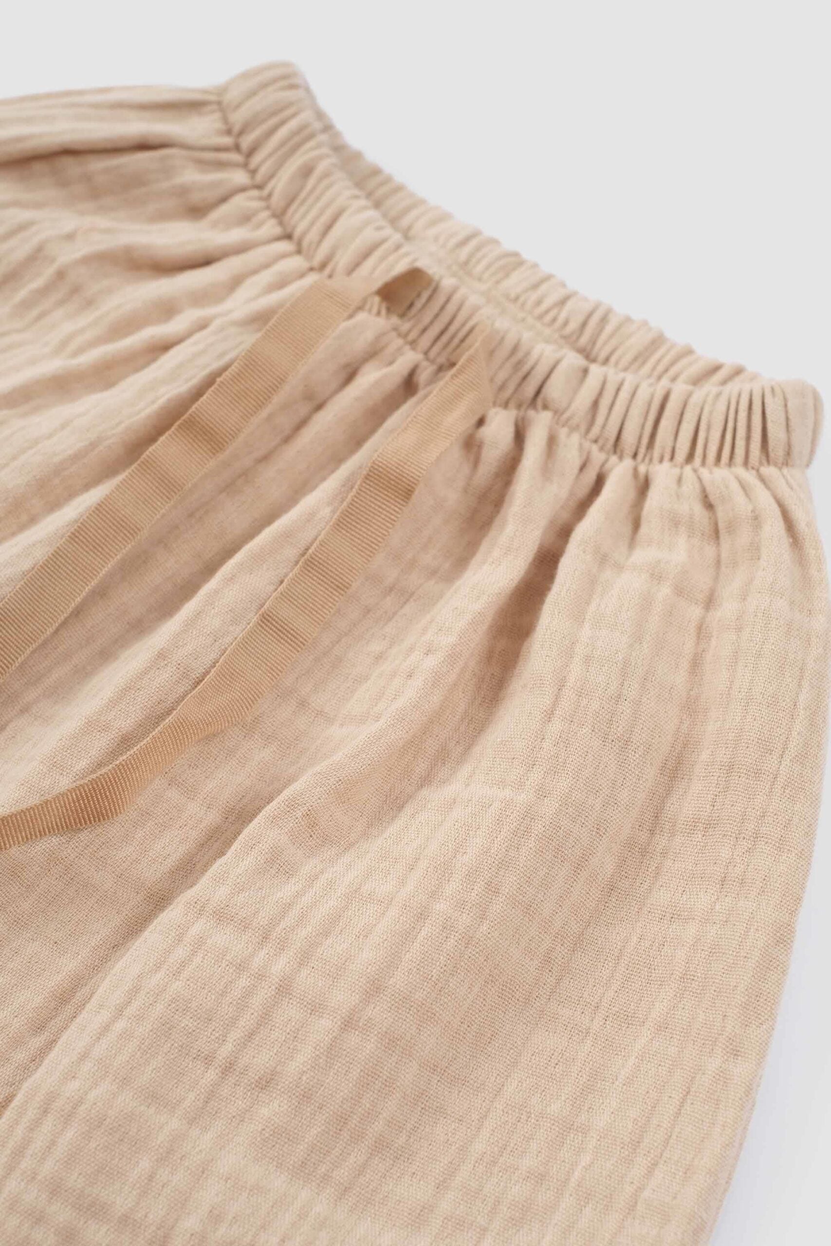 Organic Cotton Muslin Trousers in Beige | Comfortable Kids' Apparel