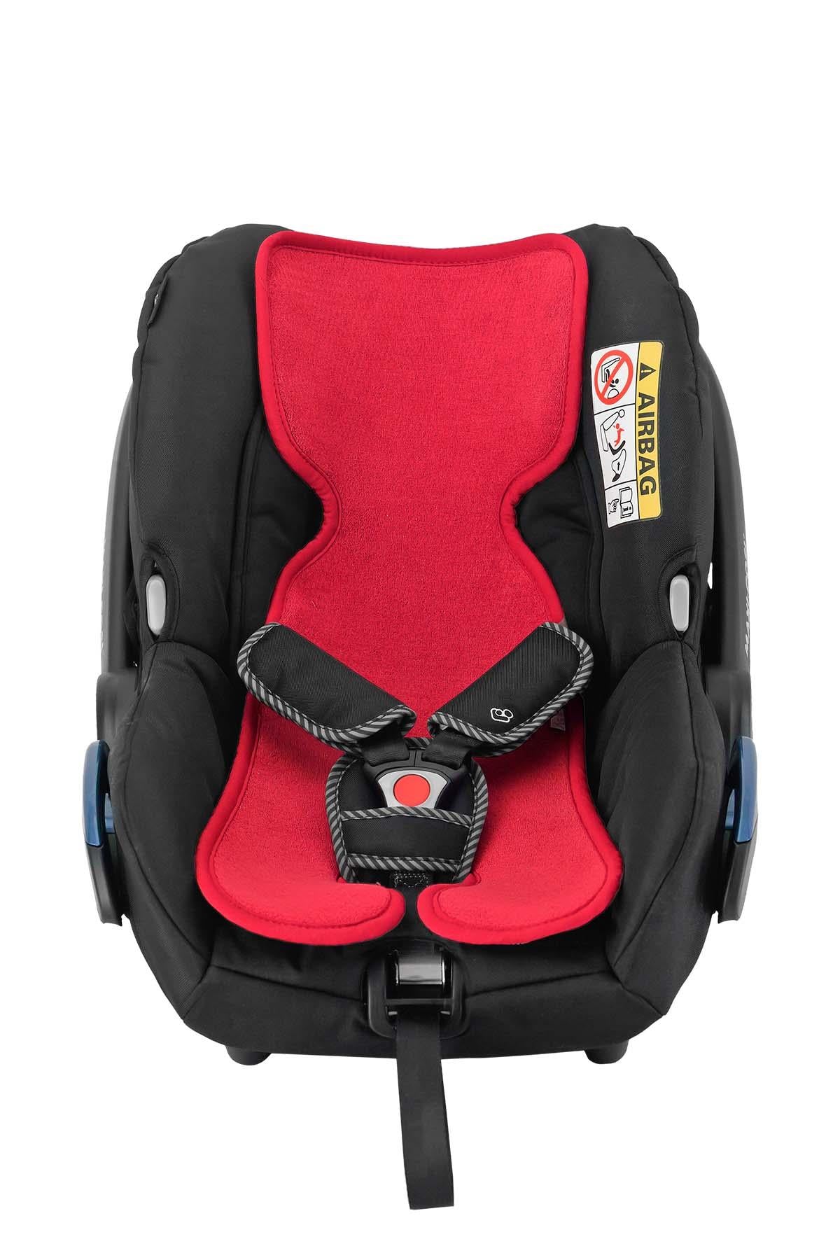 Red Organic Cotton Baby Car Seat Cushion (0-1 Years) | Safe & Soft