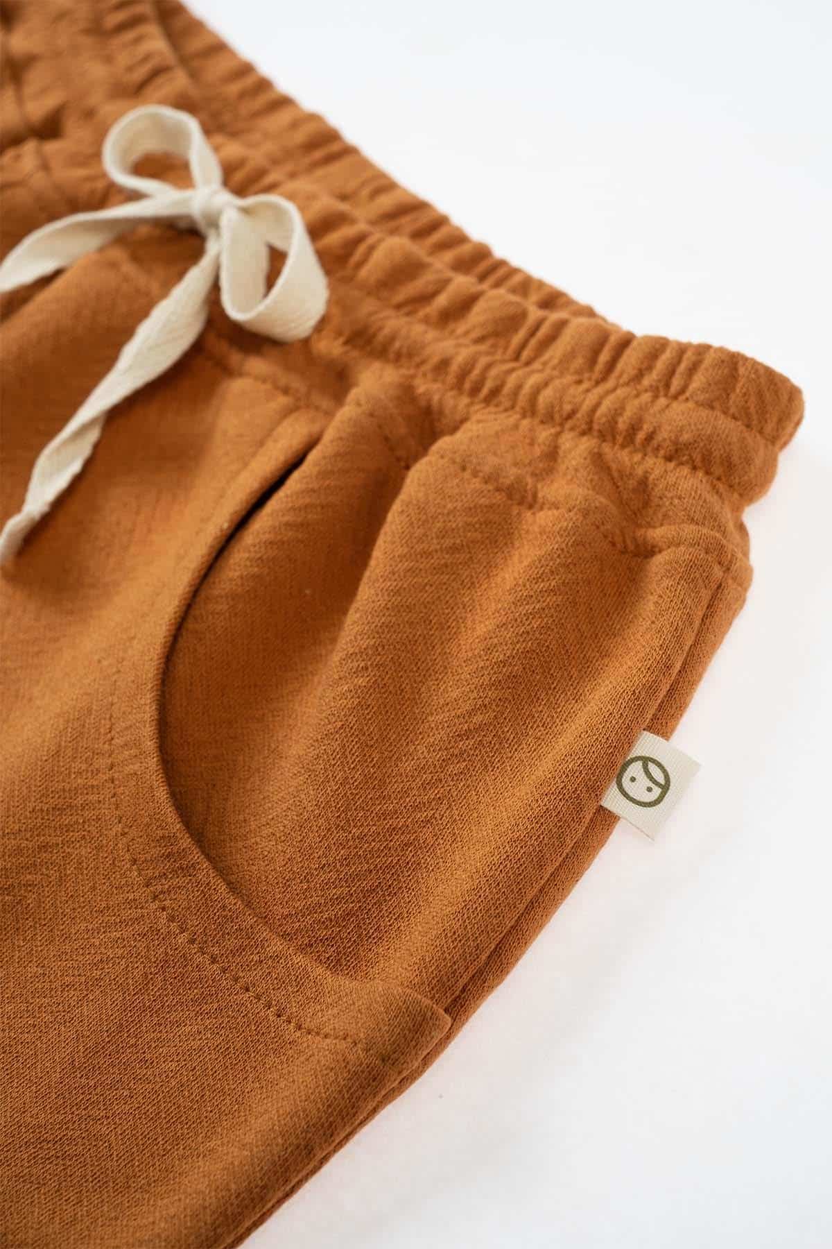 Organic Cotton Kangaroo Pocket Baggy Pants - Copper | Sustainable Style