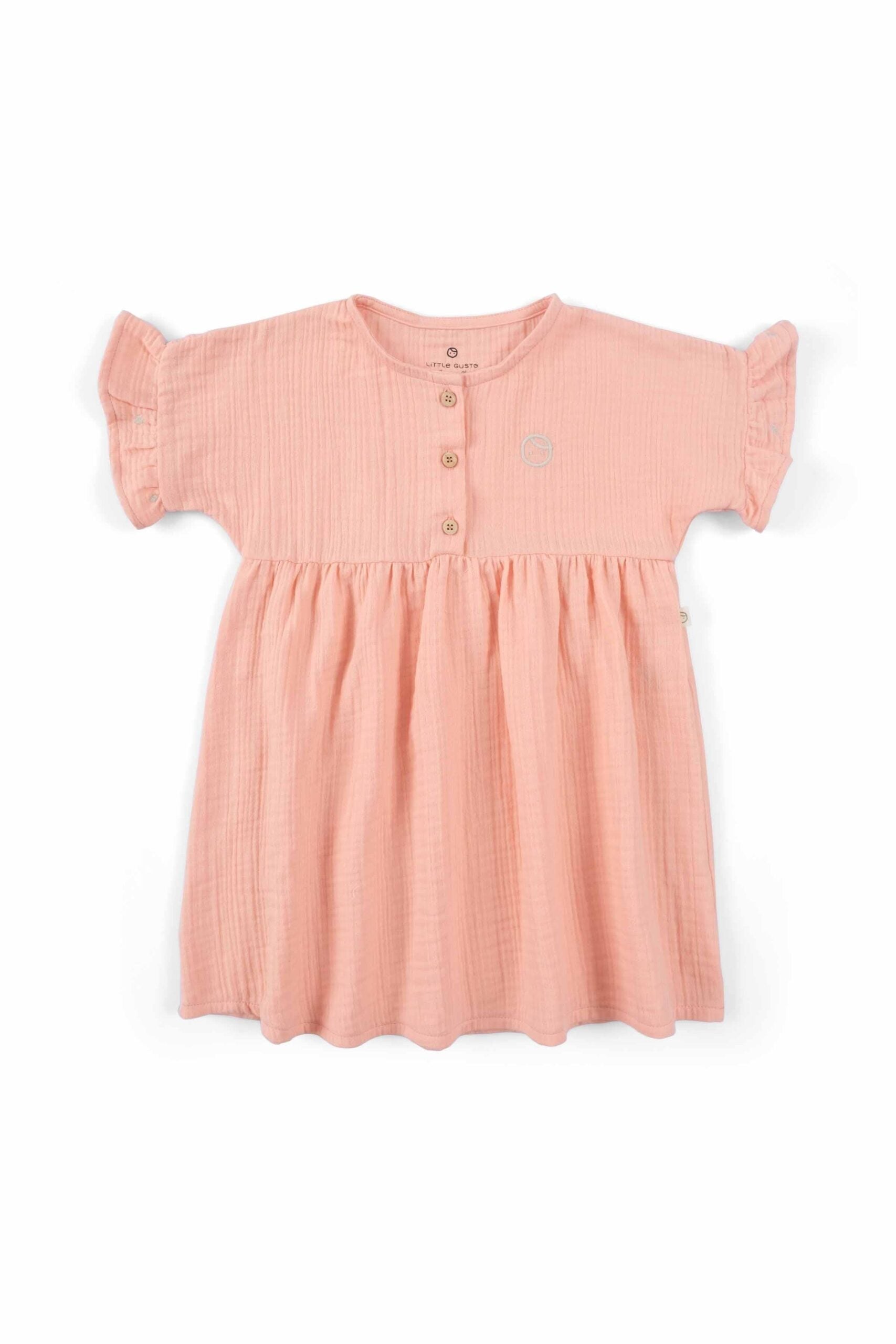 Organic Cotton Muslin Dress in Pink - Soft, Airy, and Stylish