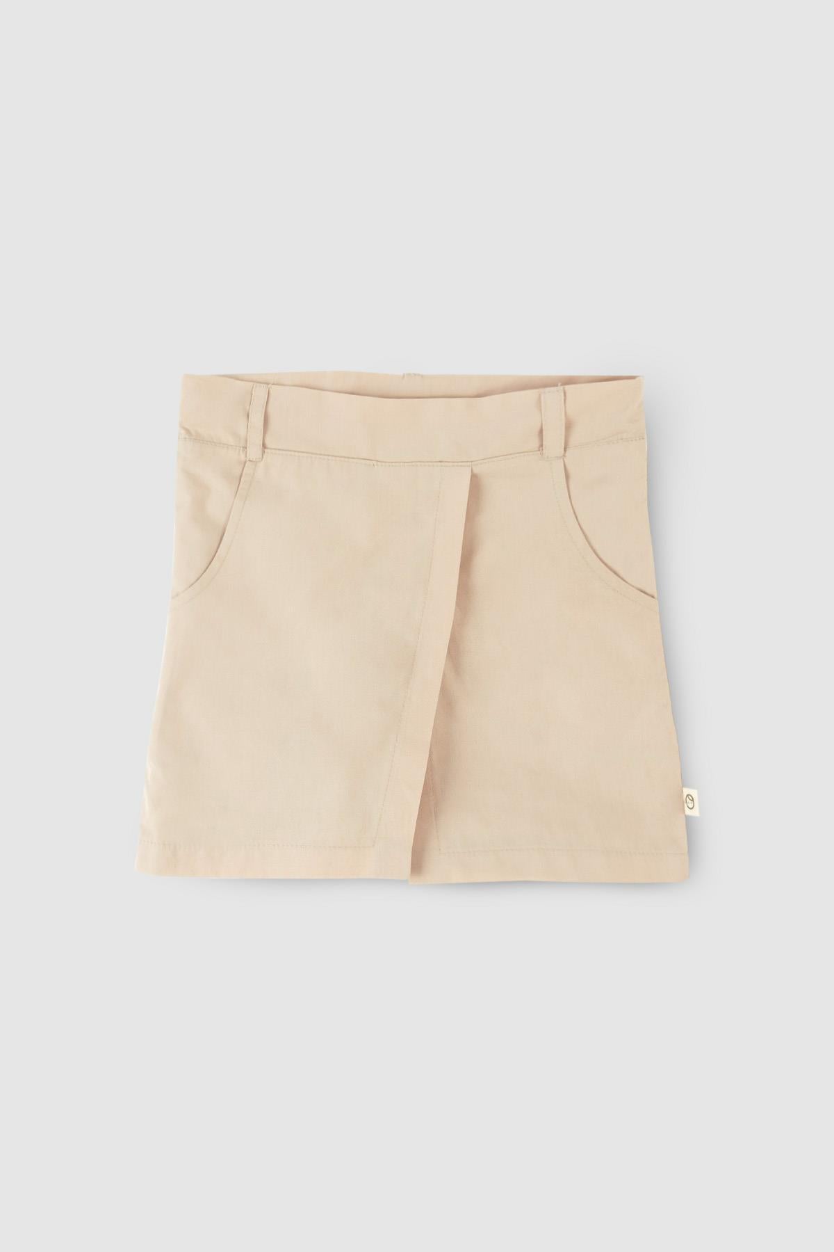 Beige Organic Cotton Short Skirt for Kids | Stylish & Sustainable