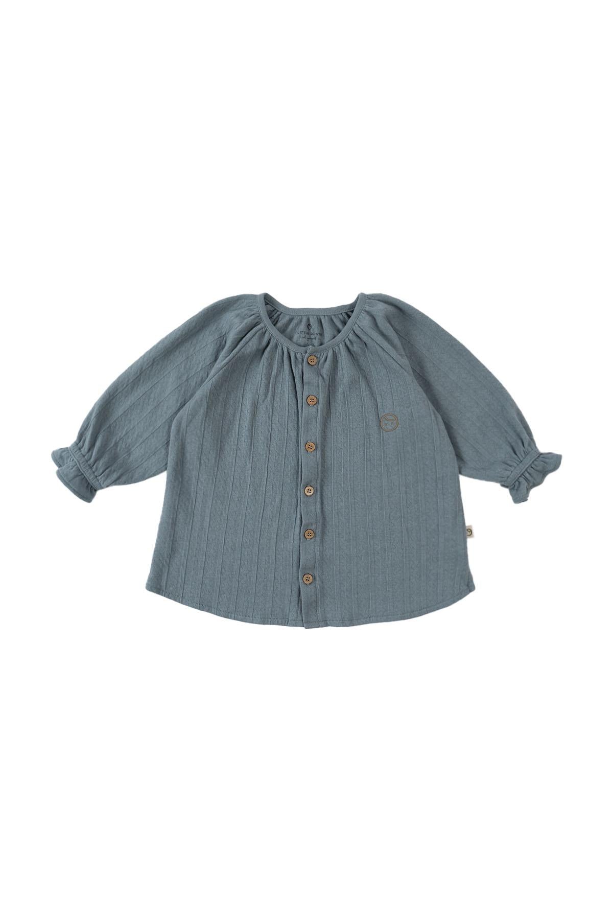 Organic Cotton Muslin Shirt for Kids in Blue - Soft and Breathable