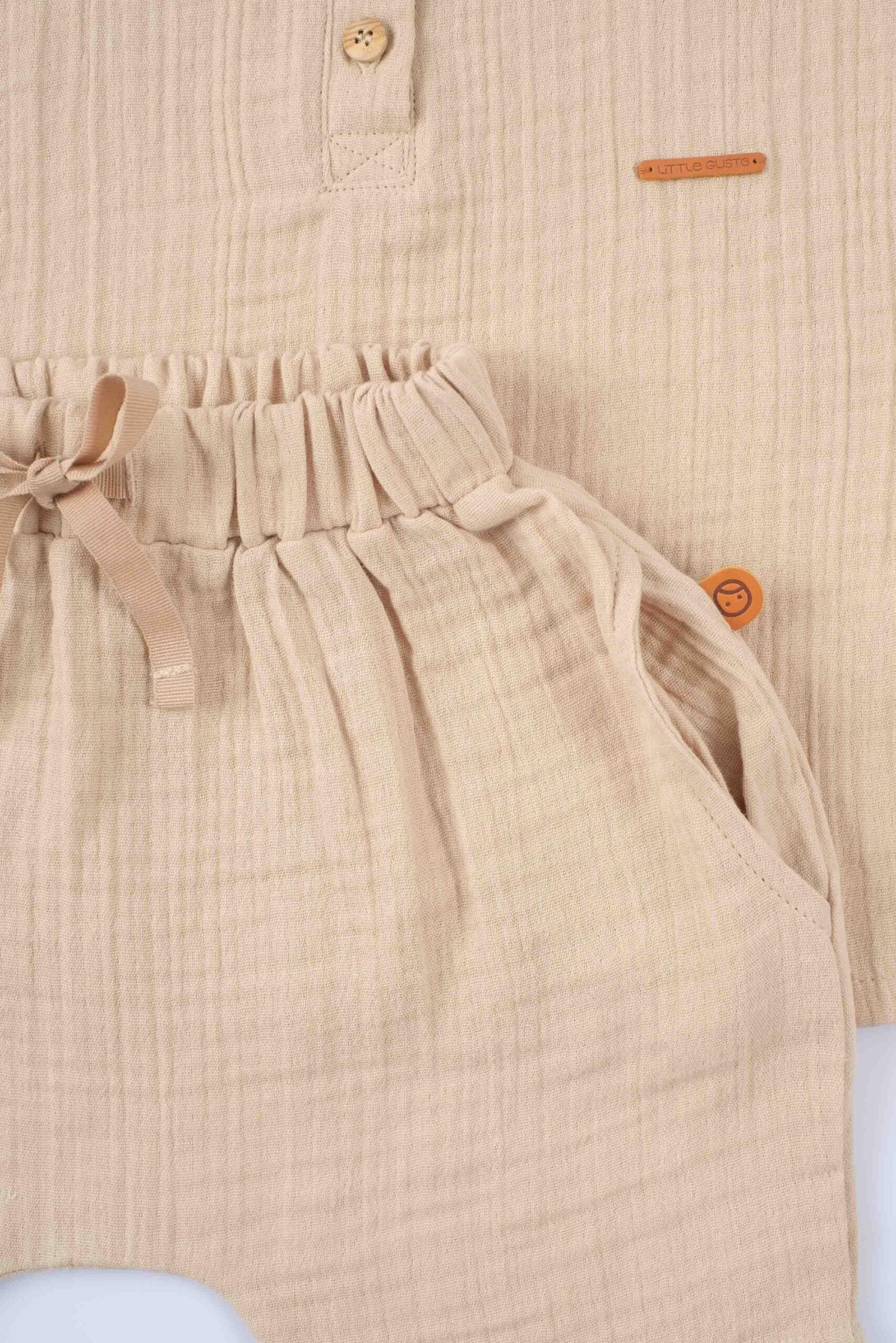 Organic Cotton Muslin Set in Beige - Quick-Drying and Absorbent 