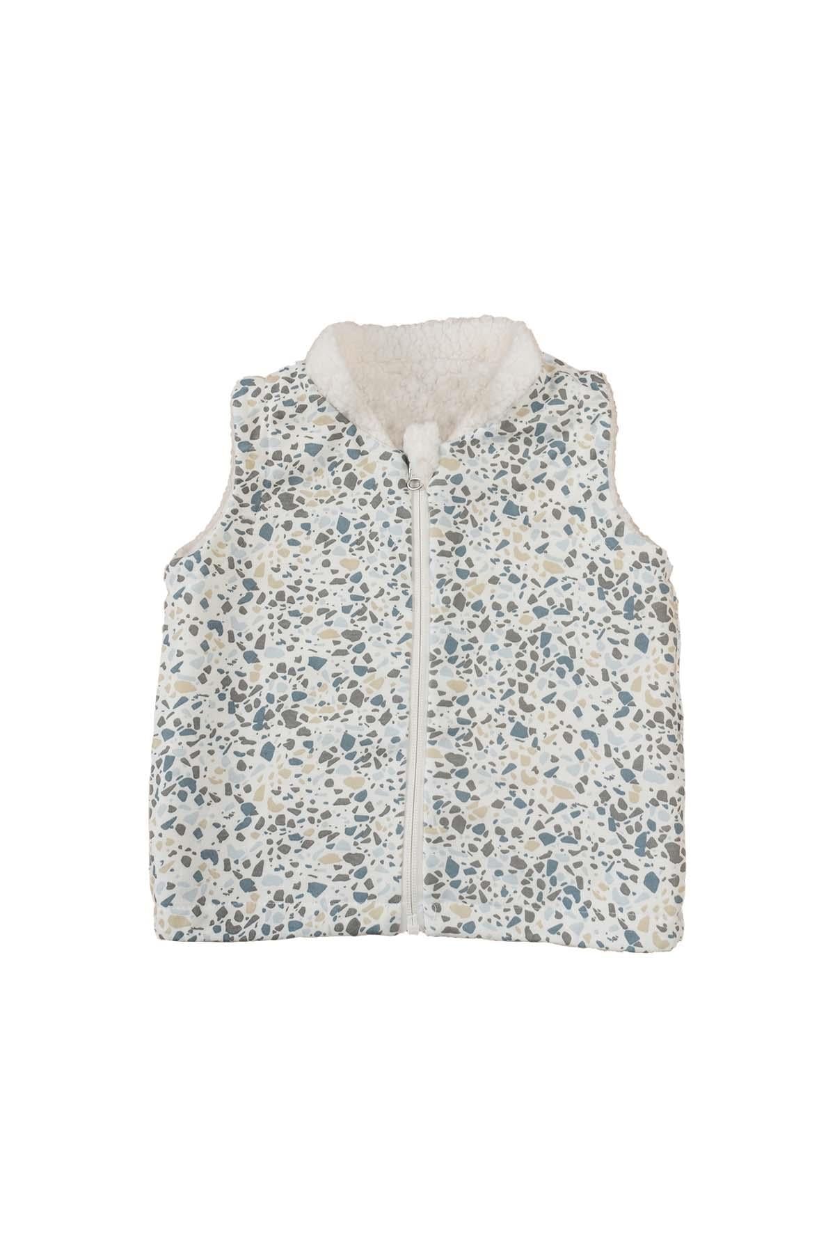 Double Sided Teddy Terrazzo Vest - White