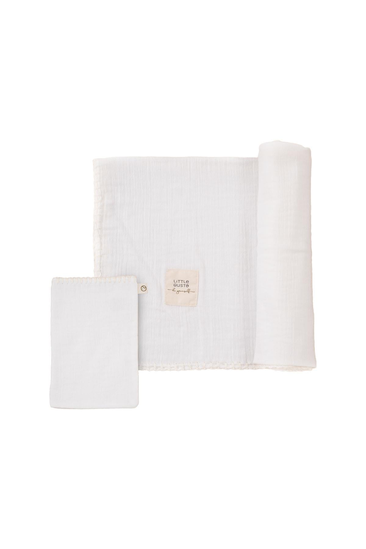 Organic Cotton Muslin Swaddle - White | Soft & Breathable Baby Blanket