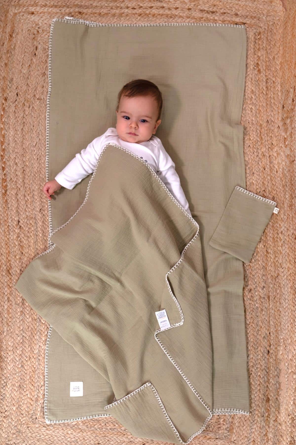 Organic Cotton Muslin Swaddle - Khaki | Soft & Cozy for Baby Comfort