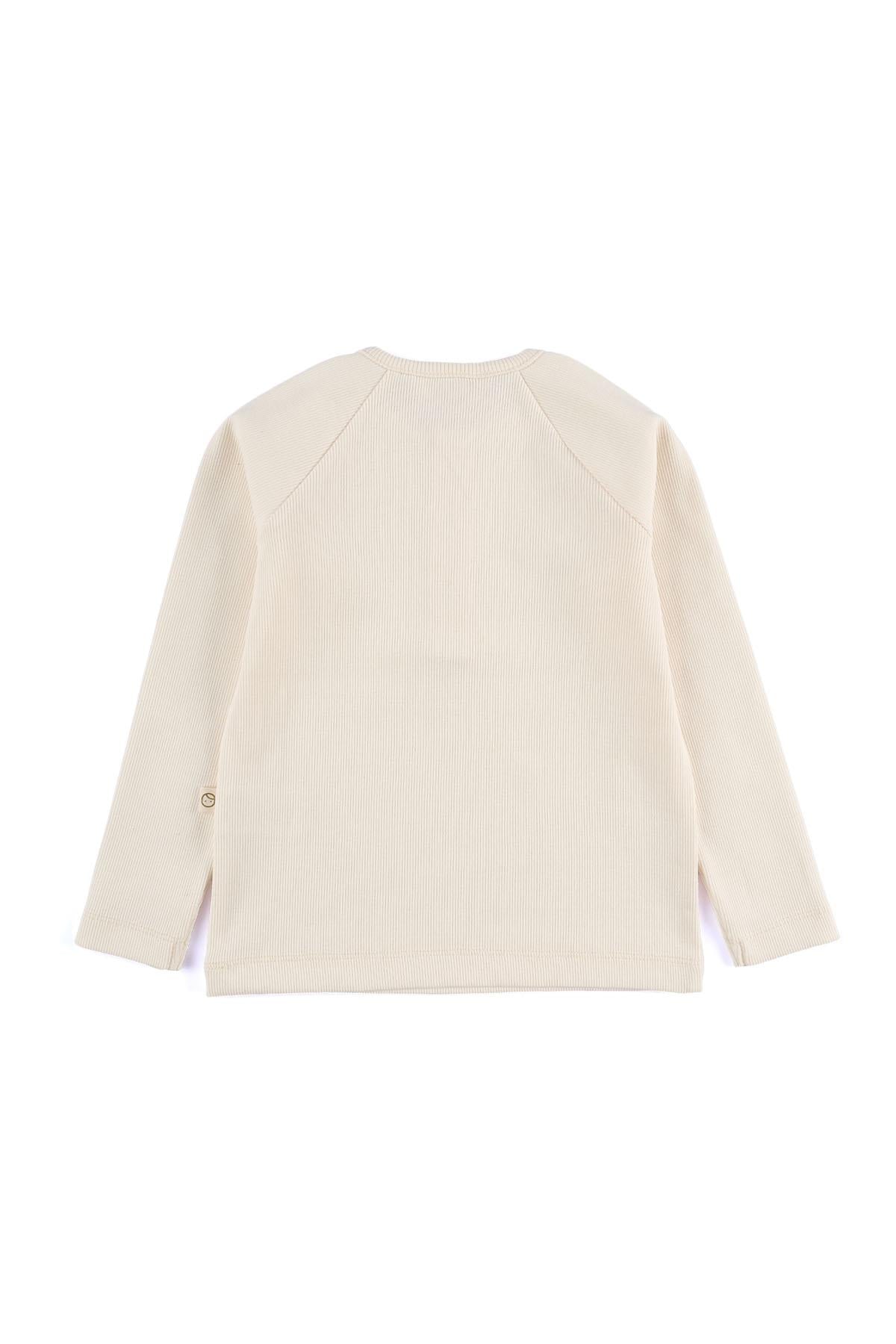 Beige Organic Cotton Ribbed Longsleeve for Kids | Soft & Sustainable