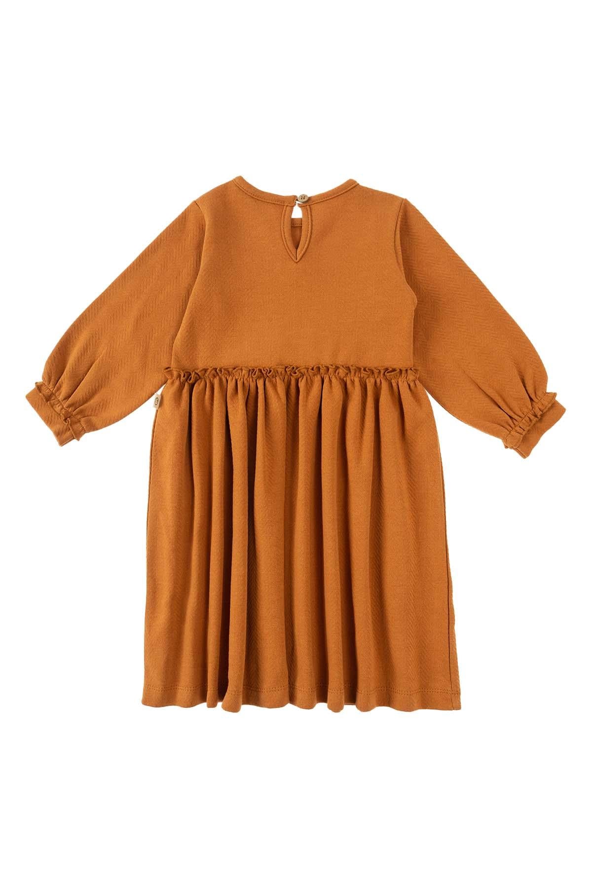 Copper Organic Cotton Ruffle Dress for Kids | Elegant & Sustainable