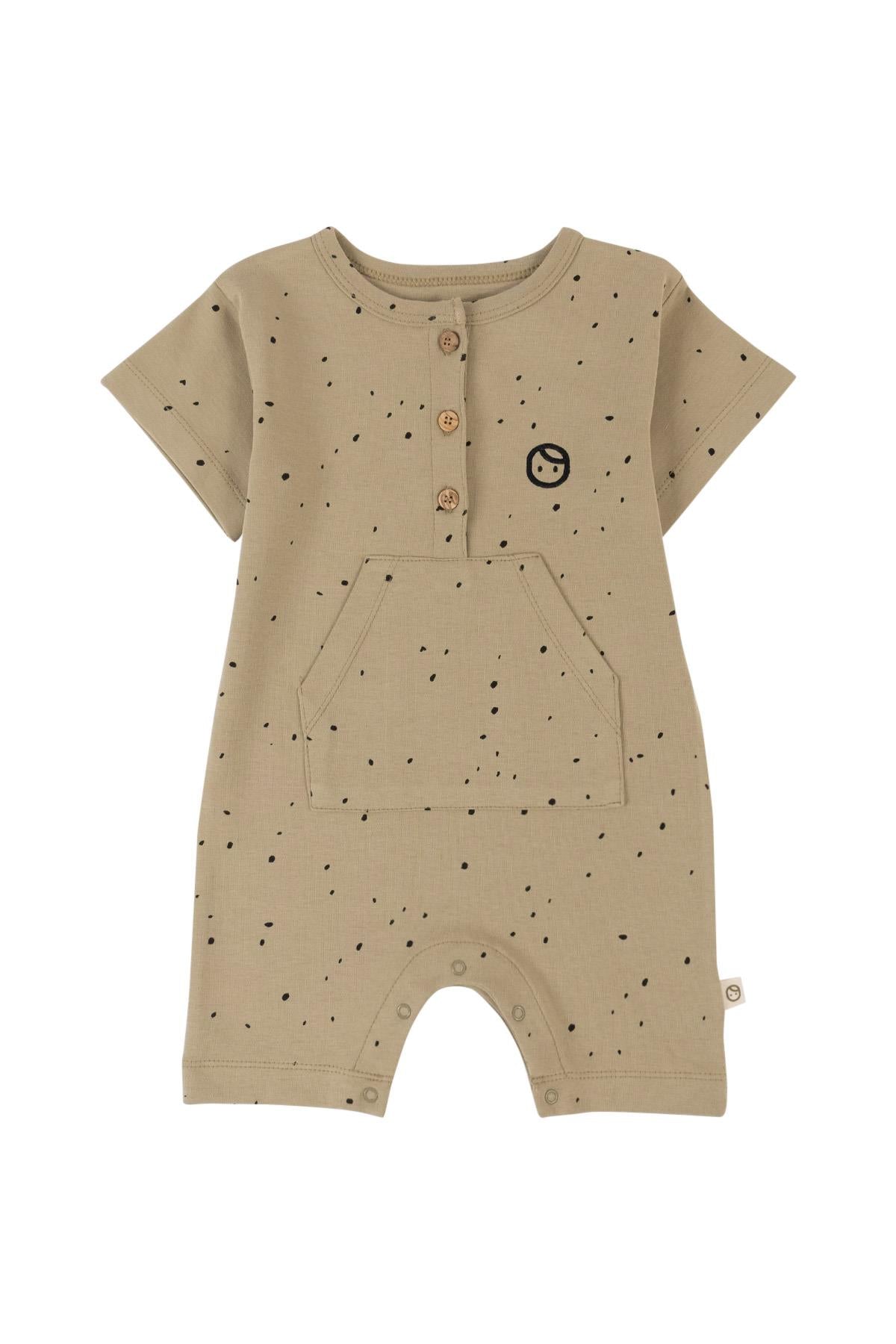 Organic Cotton Romper in Khaki Cosmos - Soft, Breathable