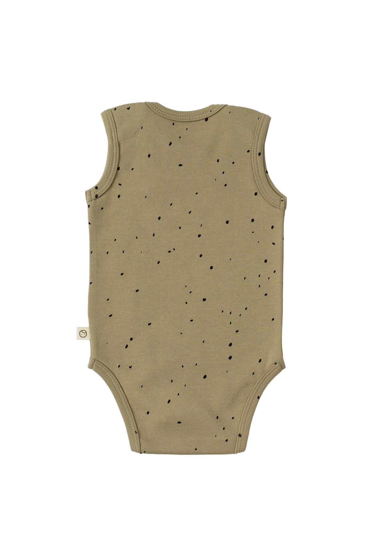 Khaki Cosmos Organic Cotton Sleeveless Bodysuit - Soft & Breathable