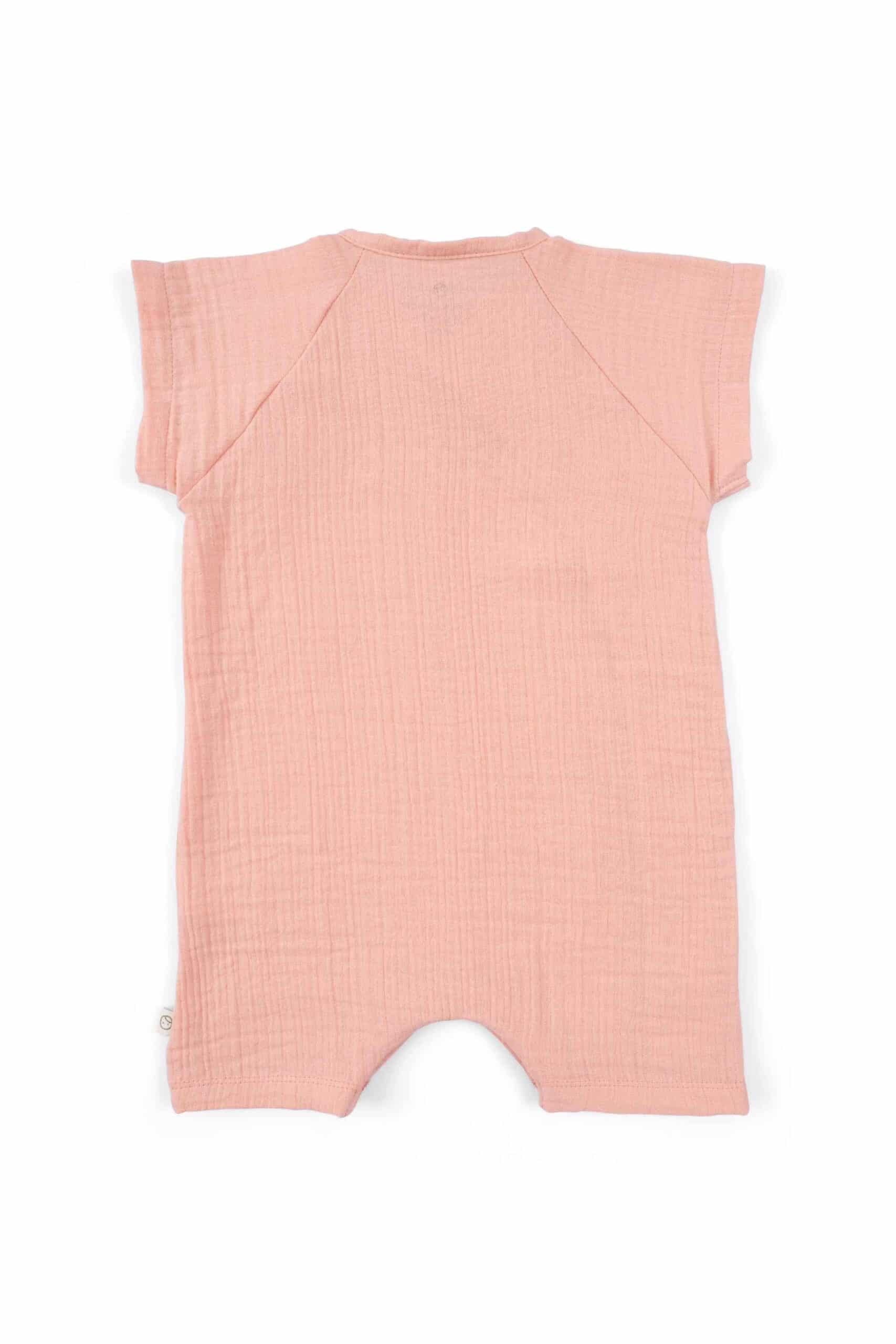 Organic Cotton Muslin Side Collared Romper - Pink | Soft & Stylish for Babies