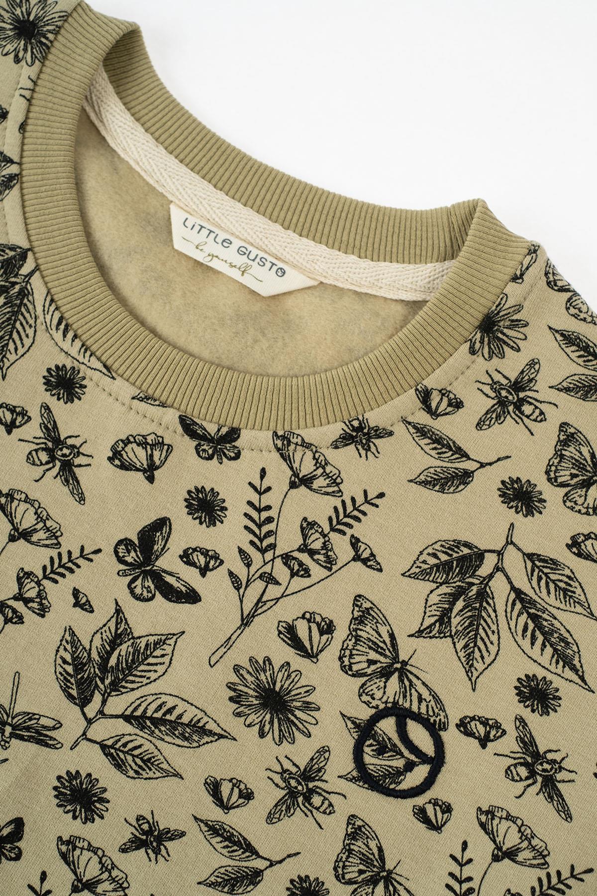 Organic Cotton Balloon Sleeve Sweatshirt - Khaki