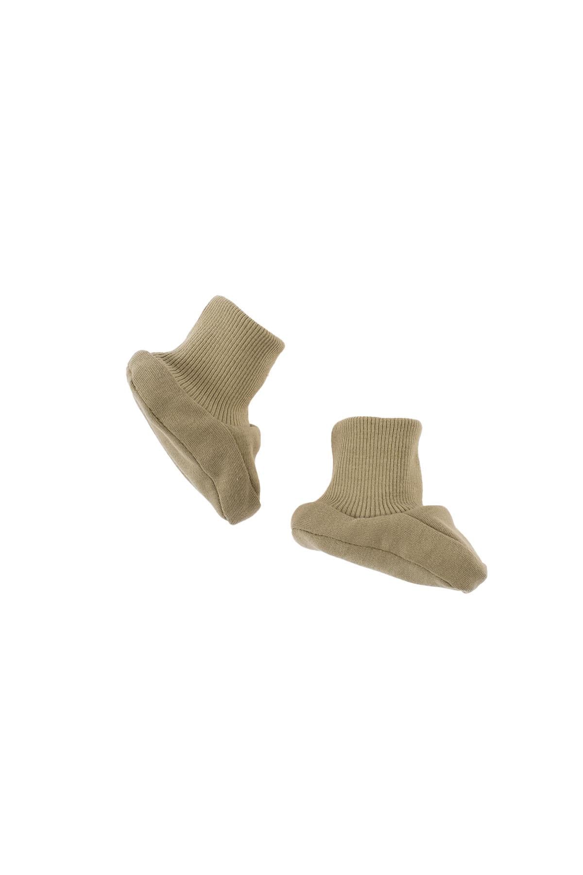 Organic Cotton Newborn Booties in Khaki | Soft and Comfortable