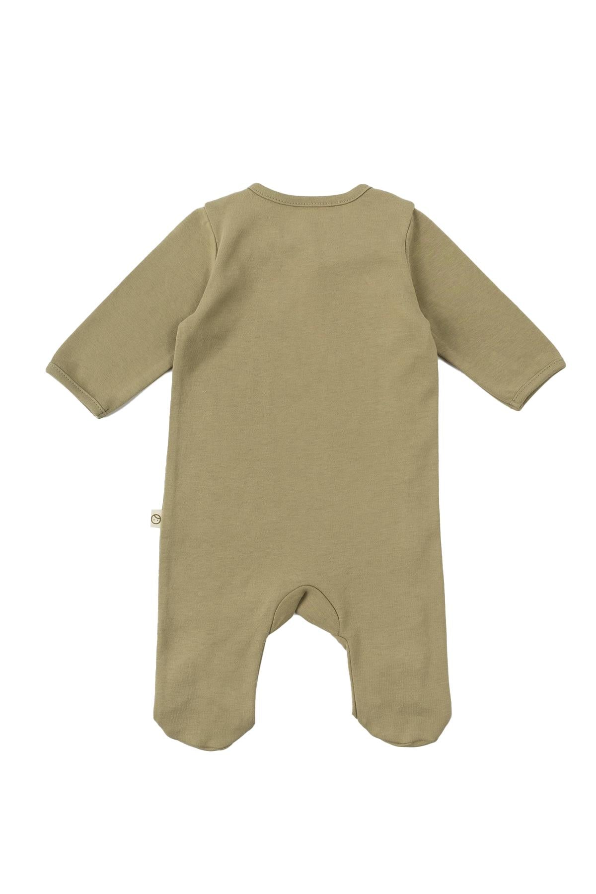 Organic Cotton Footed Onesie - Khaki | Comfortable