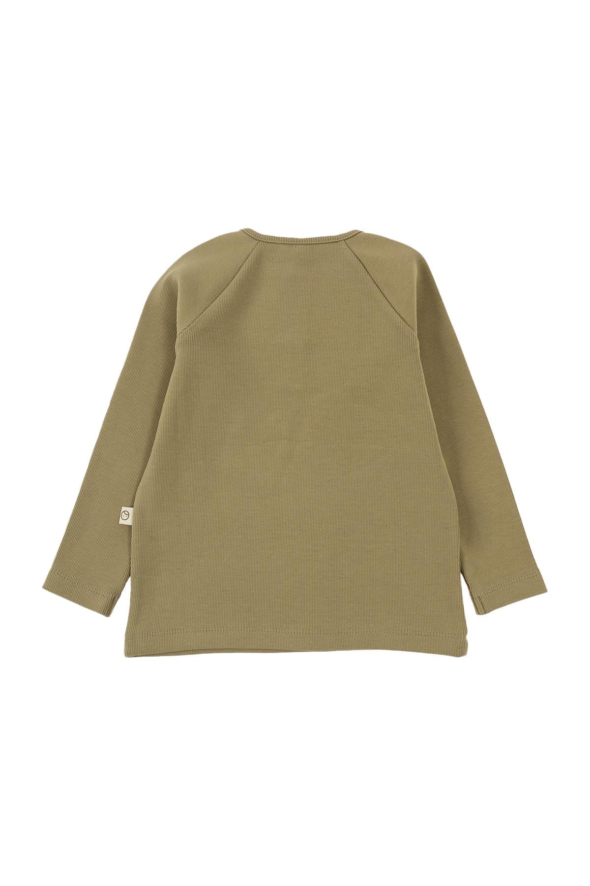 Khaki Organic Cotton Ribbed Longsleeve for Kids | Durable & Eco-Friendly