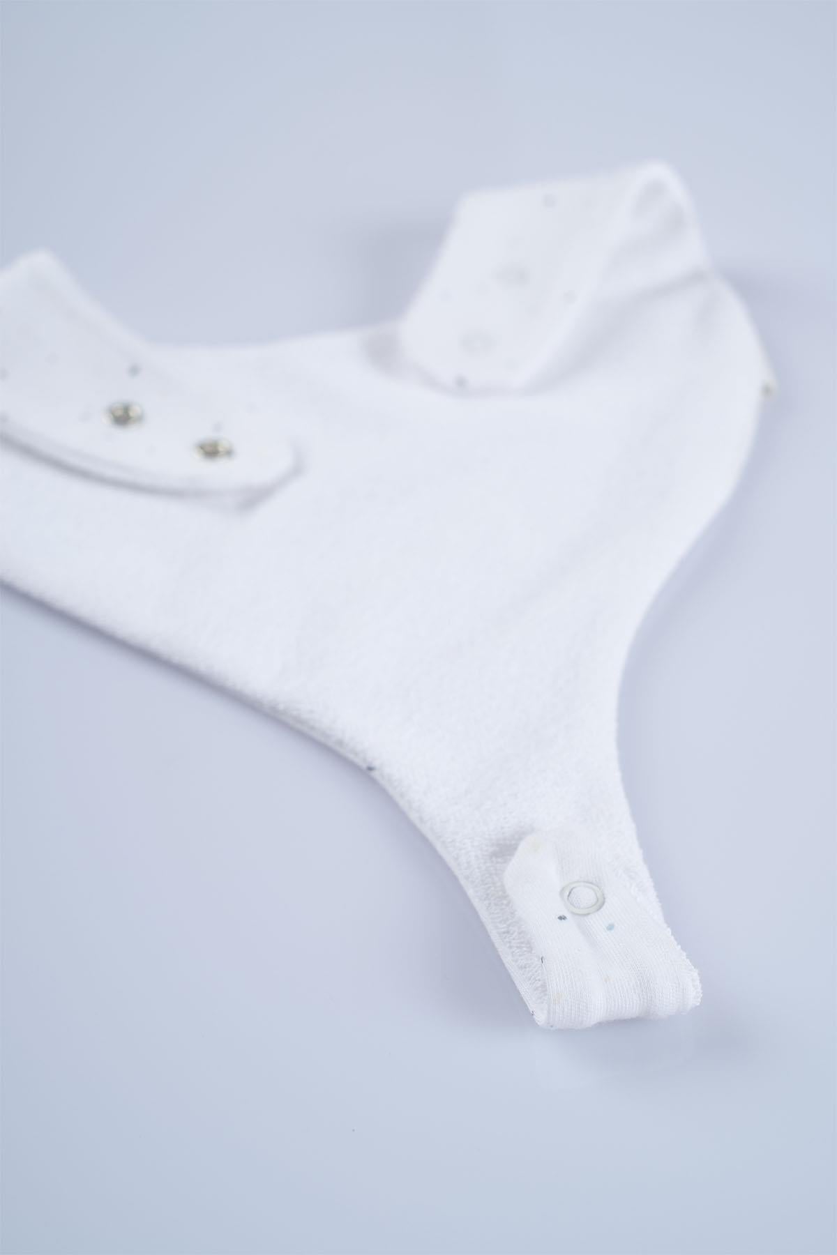 Liquid Proof Organic Cotton Dummy Bib - Cosmos White | Soft & Absorbent Baby Bib