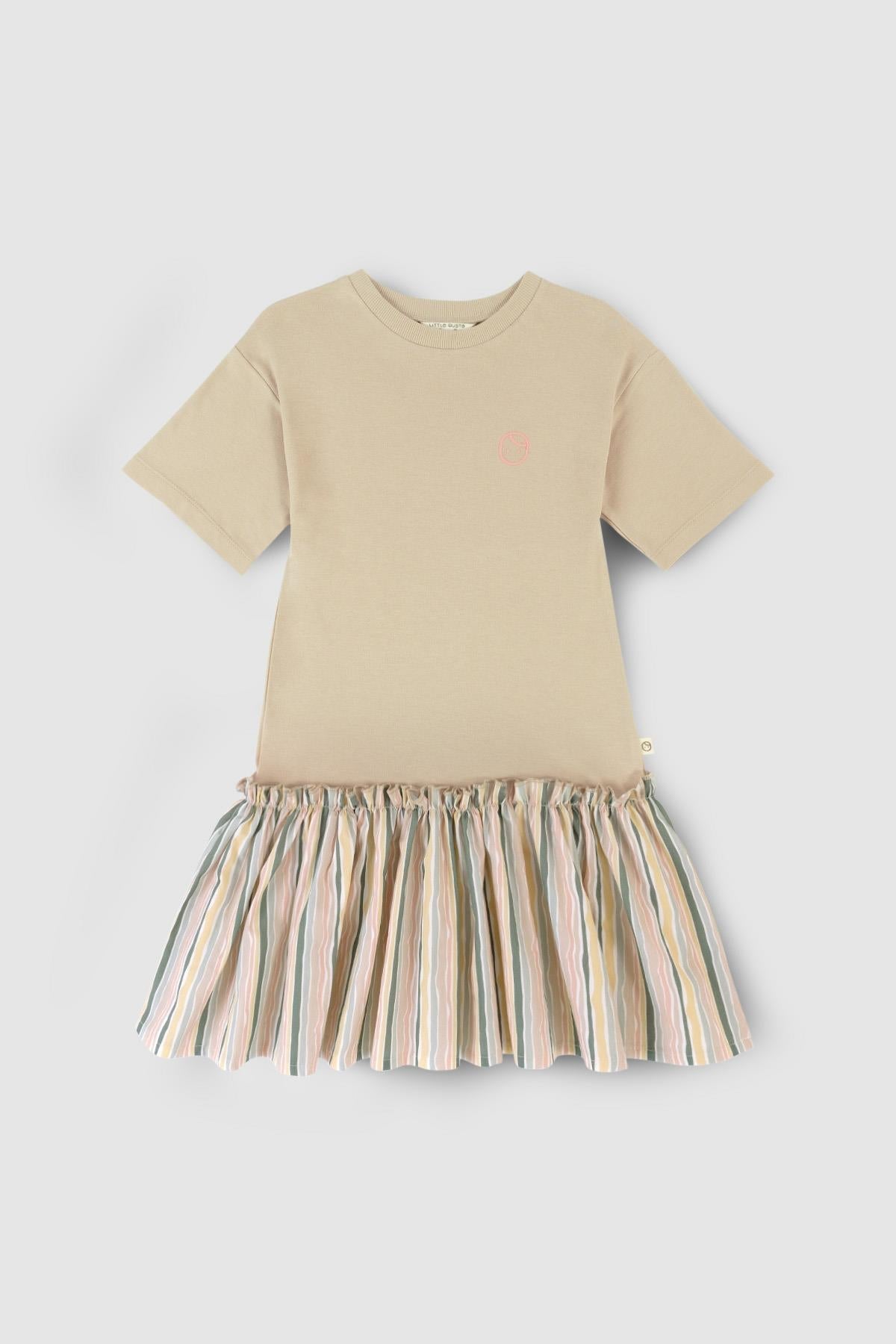 Bamboo Short Sleeve Dress with Skirt - Beige | Girls | Soft