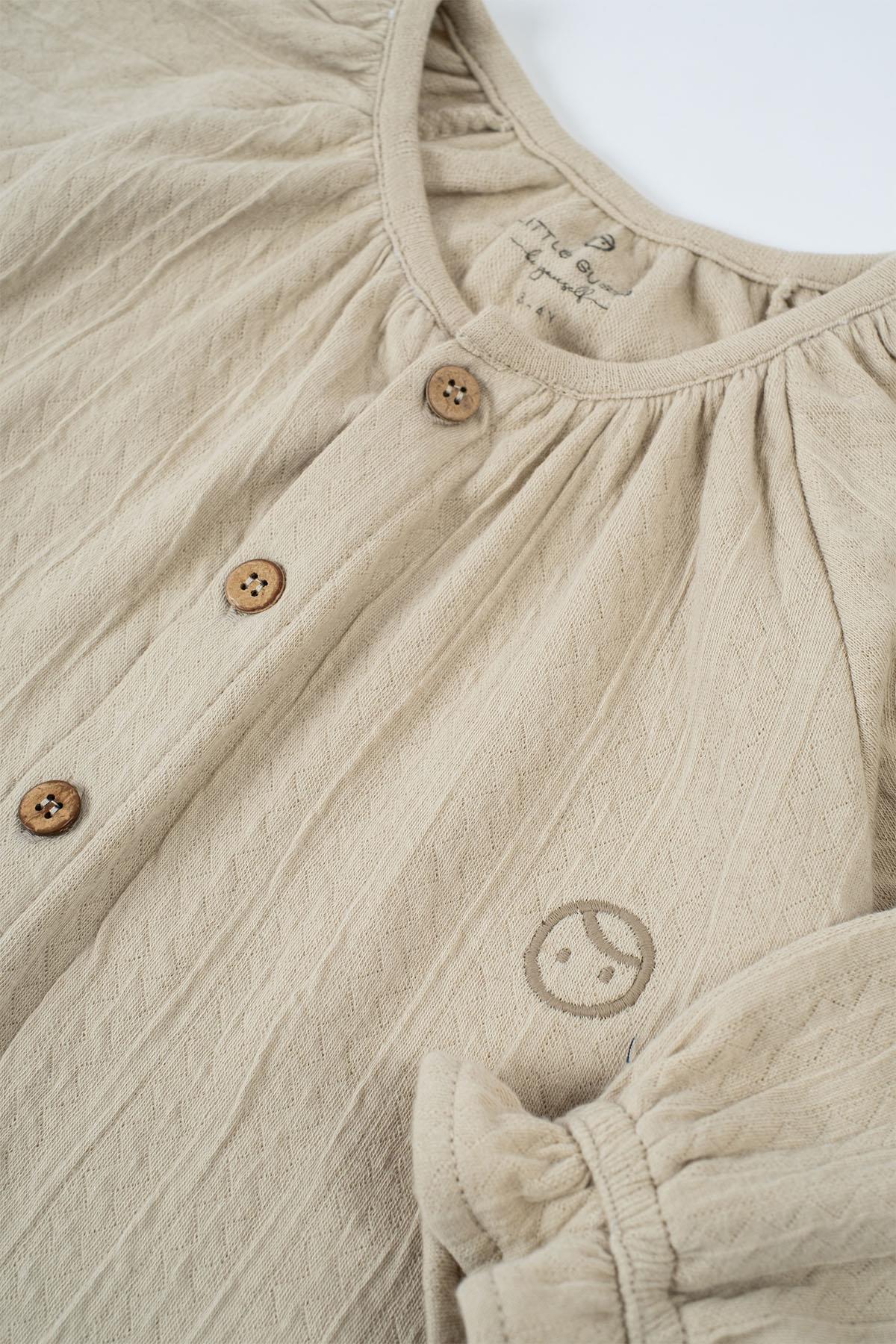 Organic Cotton Muslin Shirt for Kids in Beige - Soft and Comfortable