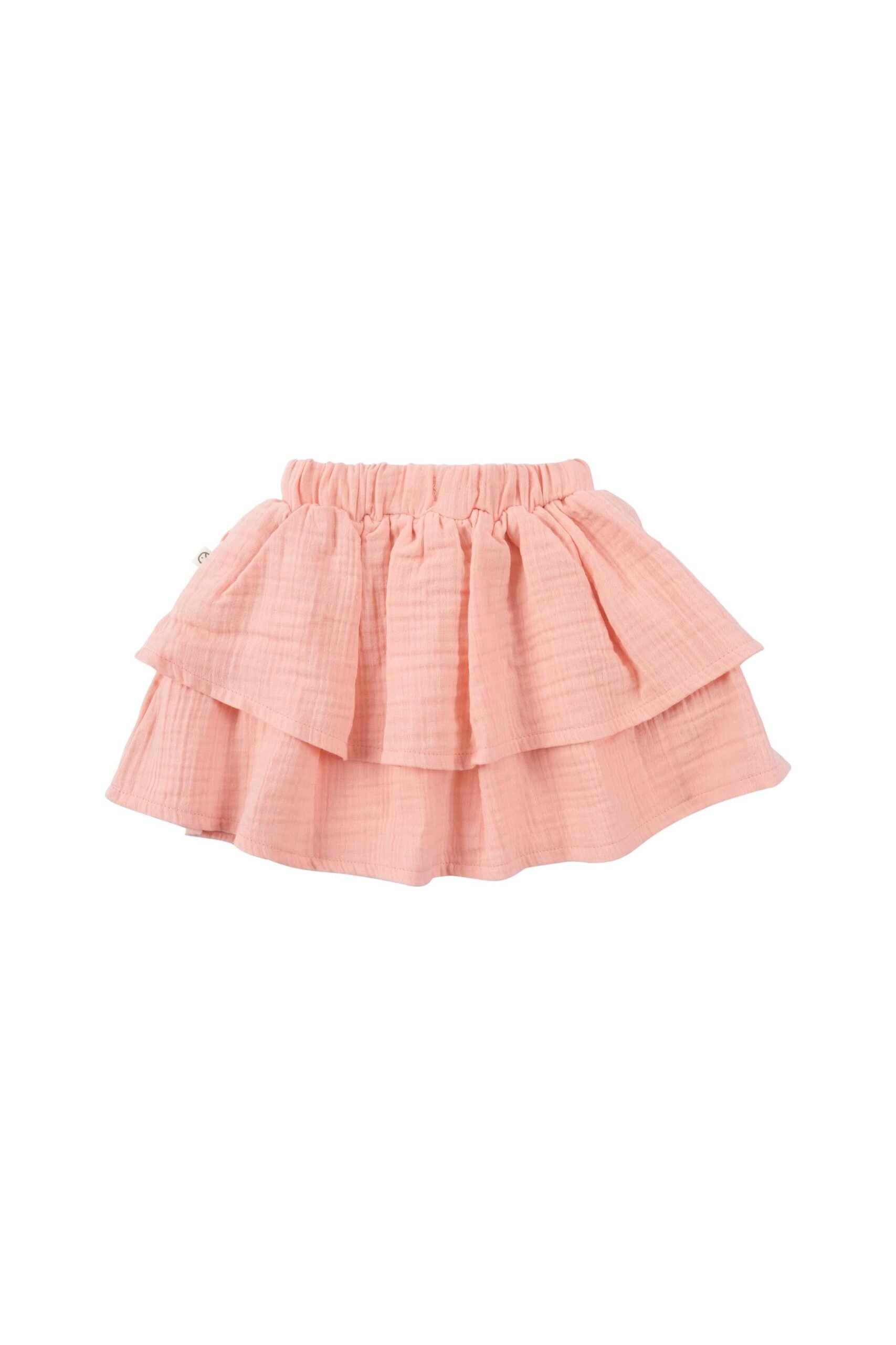 Organic Cotton Muslin Tiered Skirt in Pink | Cute and Comfortable