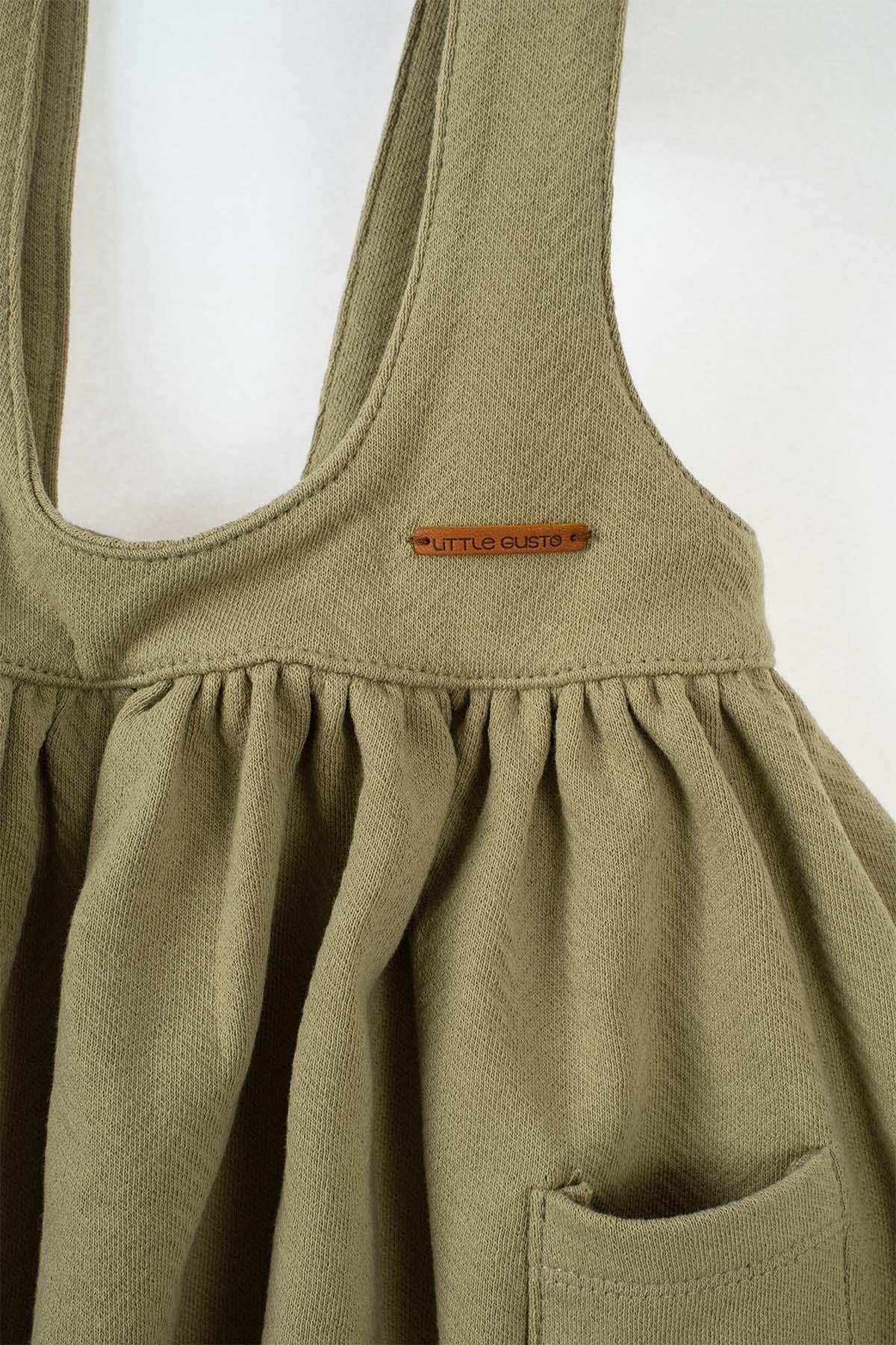 Organic Cotton Gilet Dress - Khaki | Comfortable