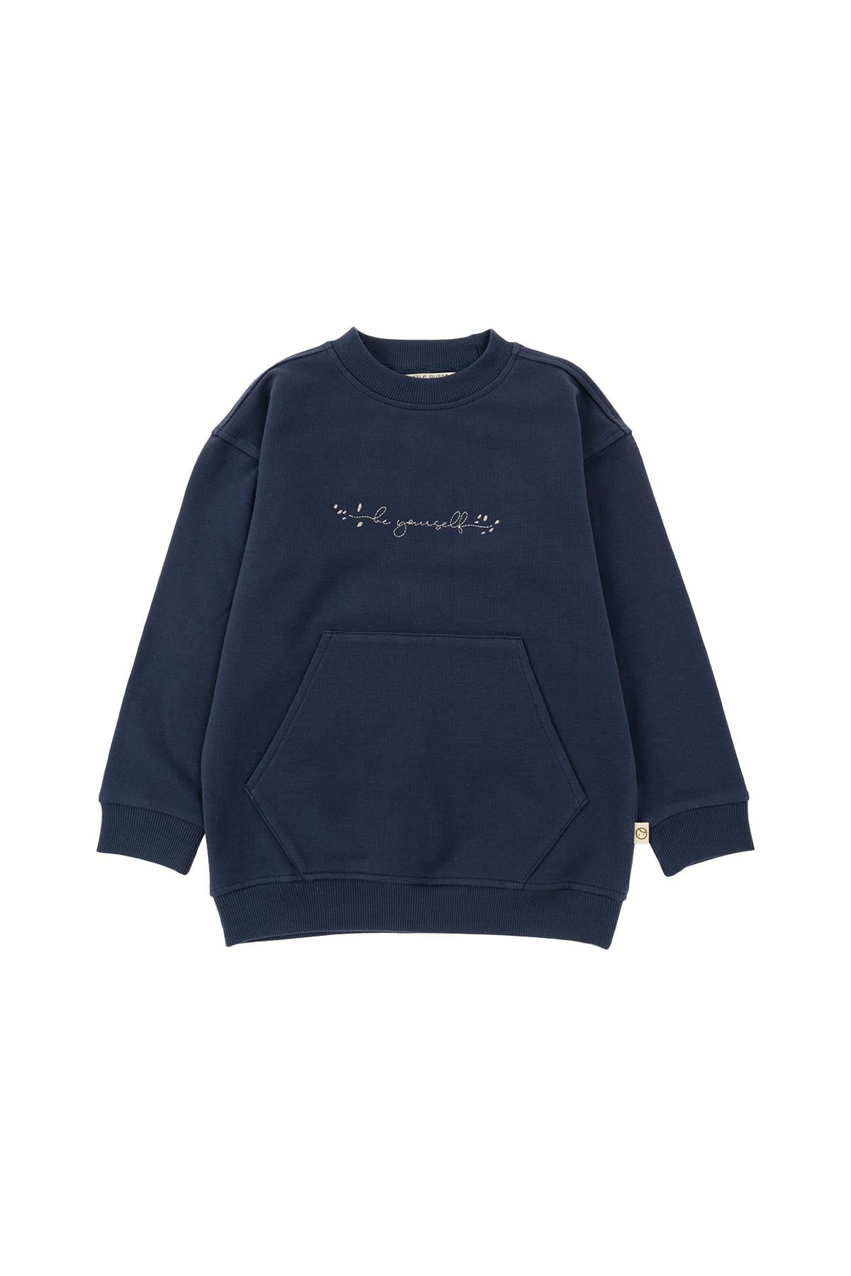 Navy Blue Organic Cotton Sweatshirt for Kids - Soft & Comfortable