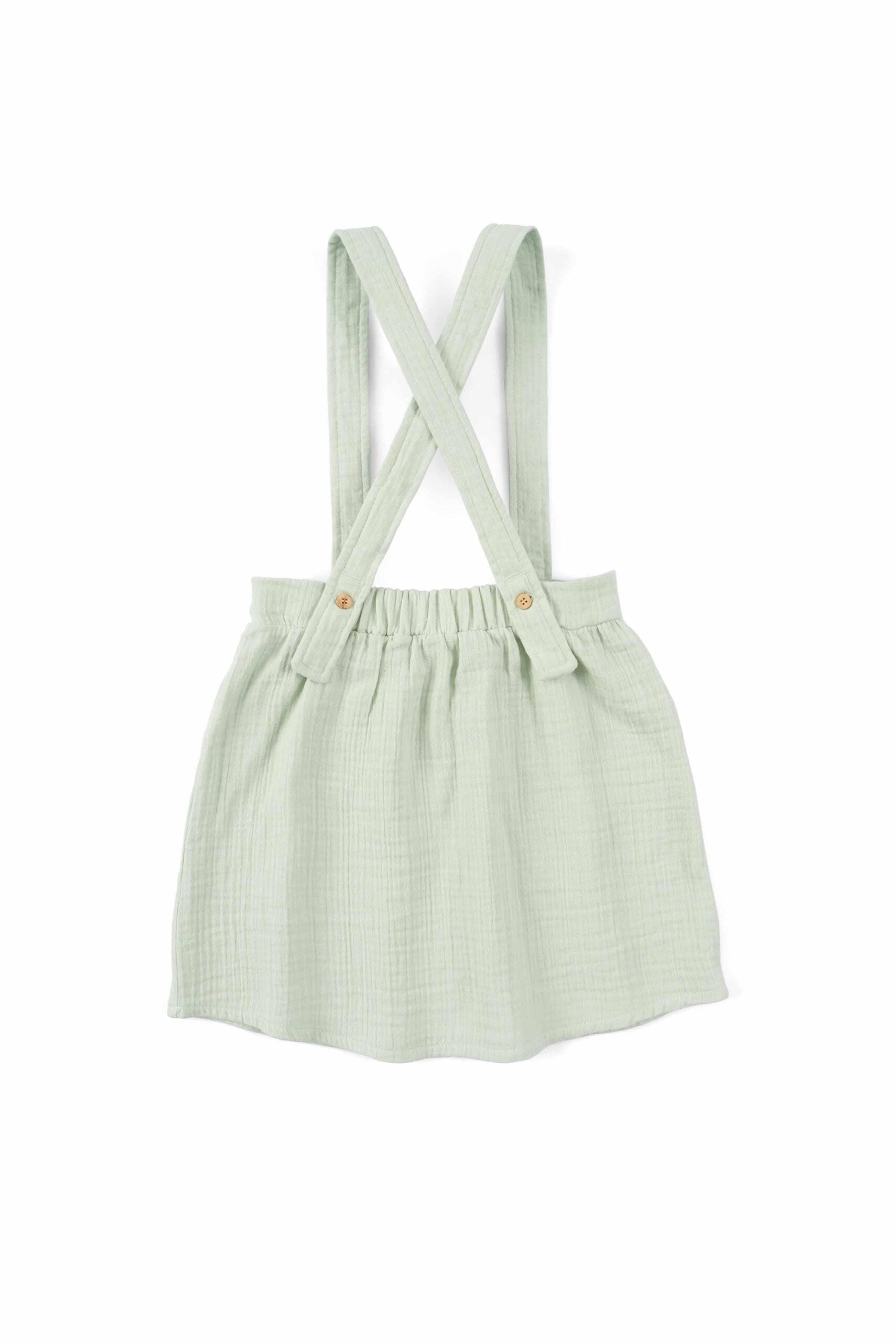 Organic Cotton Muslin Dress with Straps in Green - Soft and Stylish