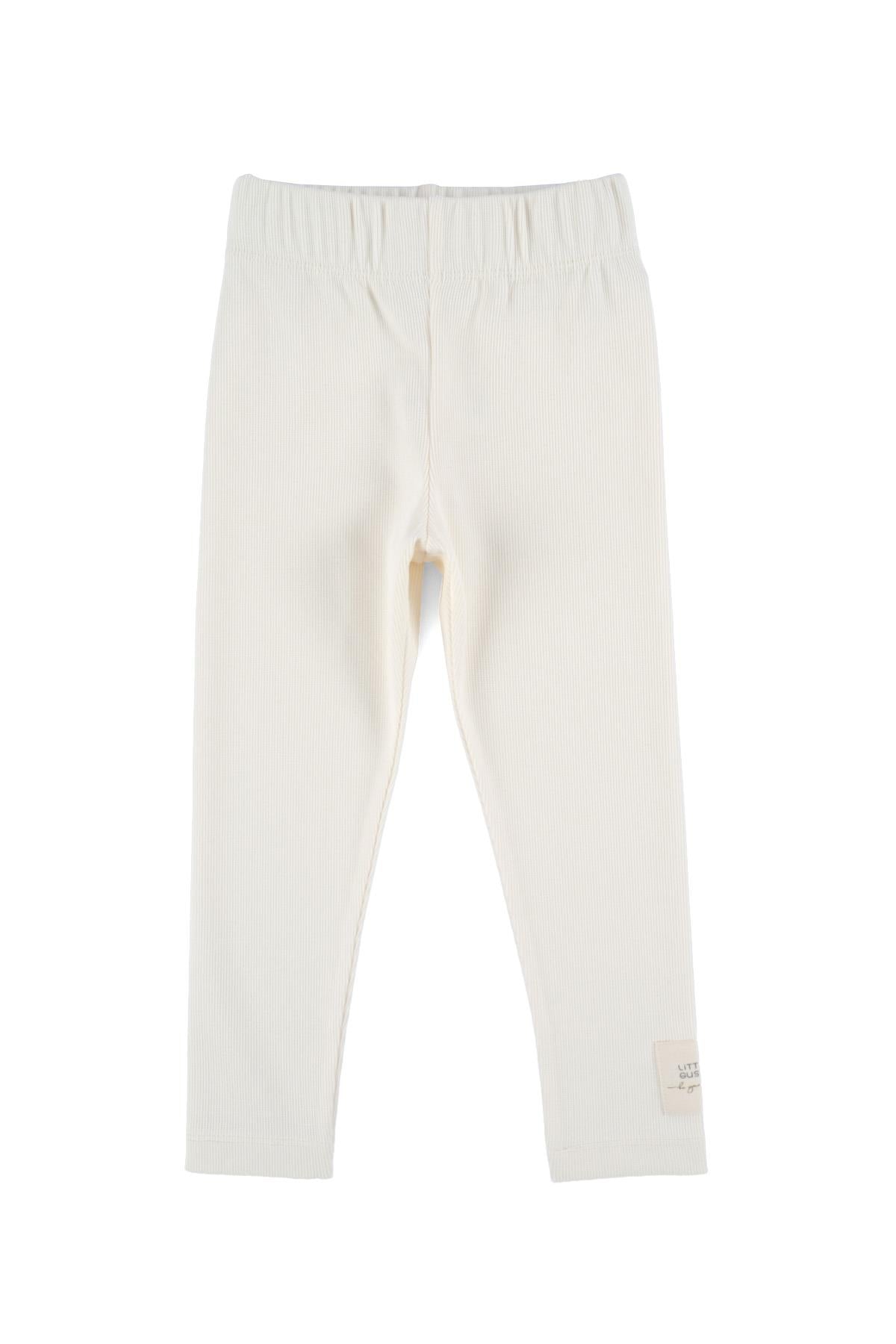 White Ribbed Leggings for Kids | Little Gusto Organic Cotton Comfort