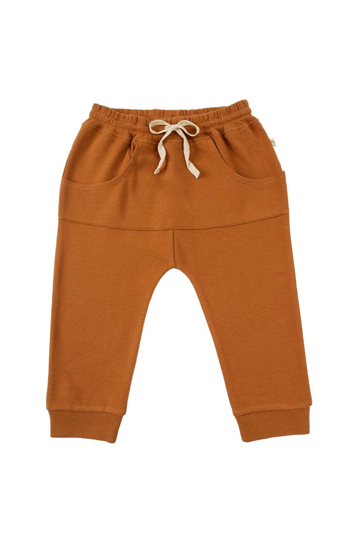 Organic Cotton Kangaroo Pocket Baggy Pants - Copper | Sustainable Style