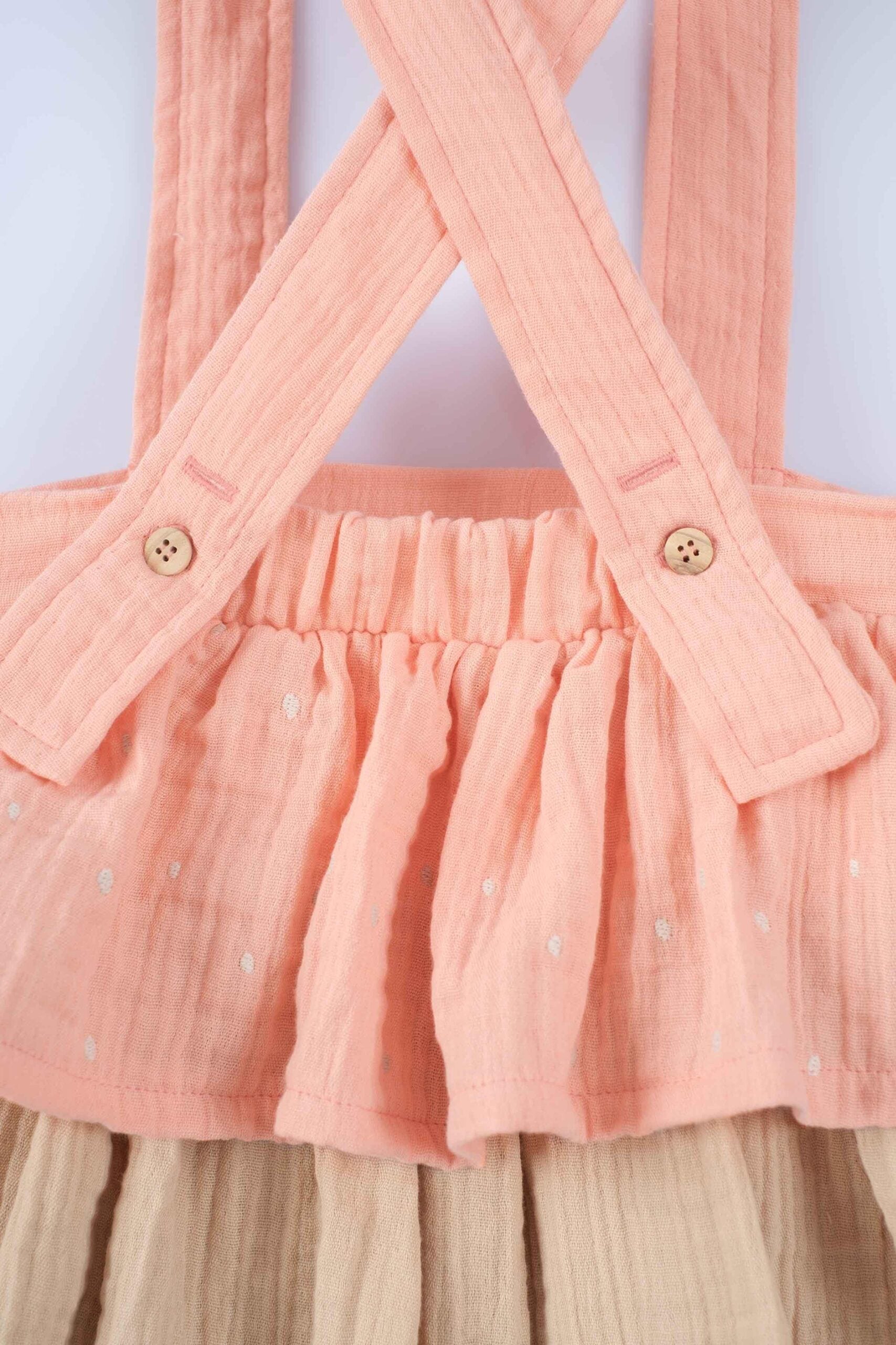 Organic Cotton Muslin Layered Gilet Dress in Pink - Soft and Stylish