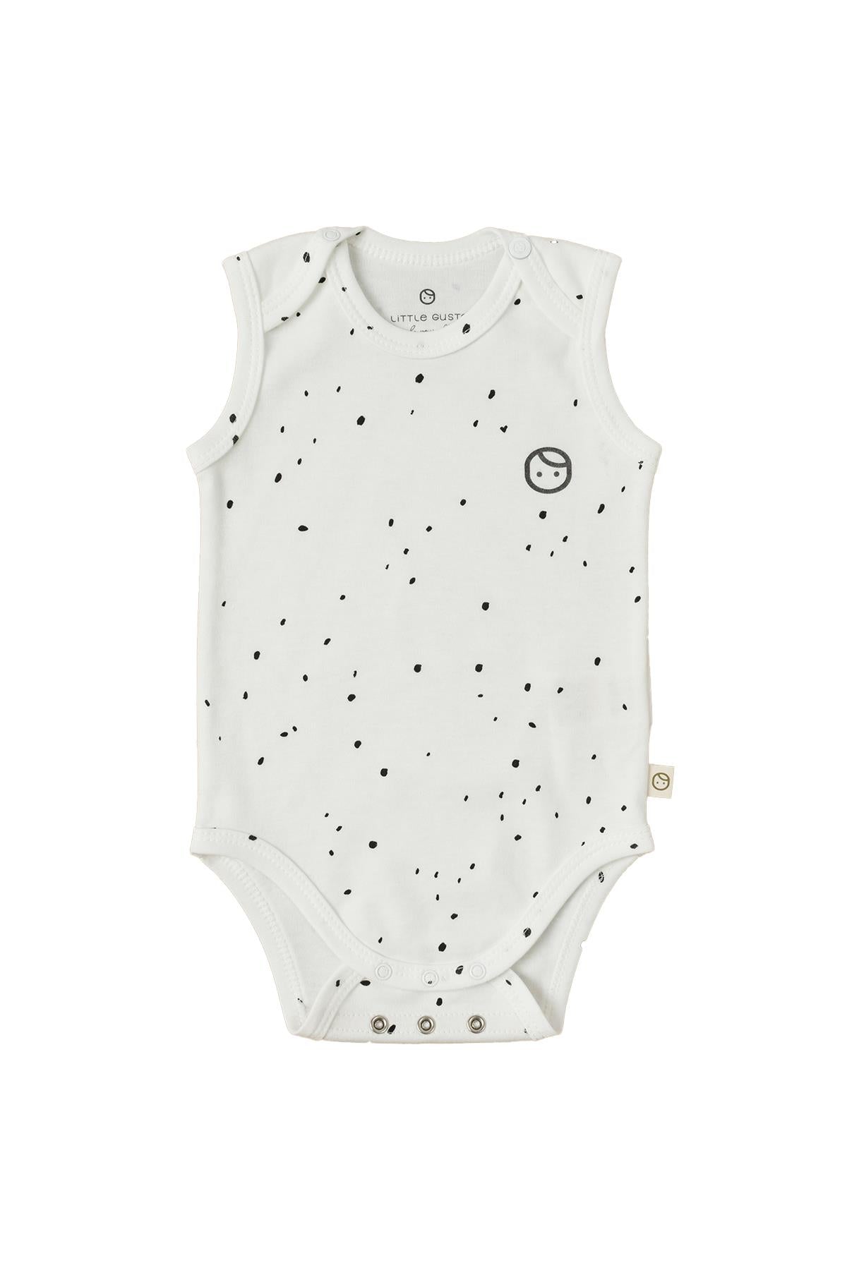 White Cosmos Organic Cotton Sleeveless Bodysuit - Soft & Breathable