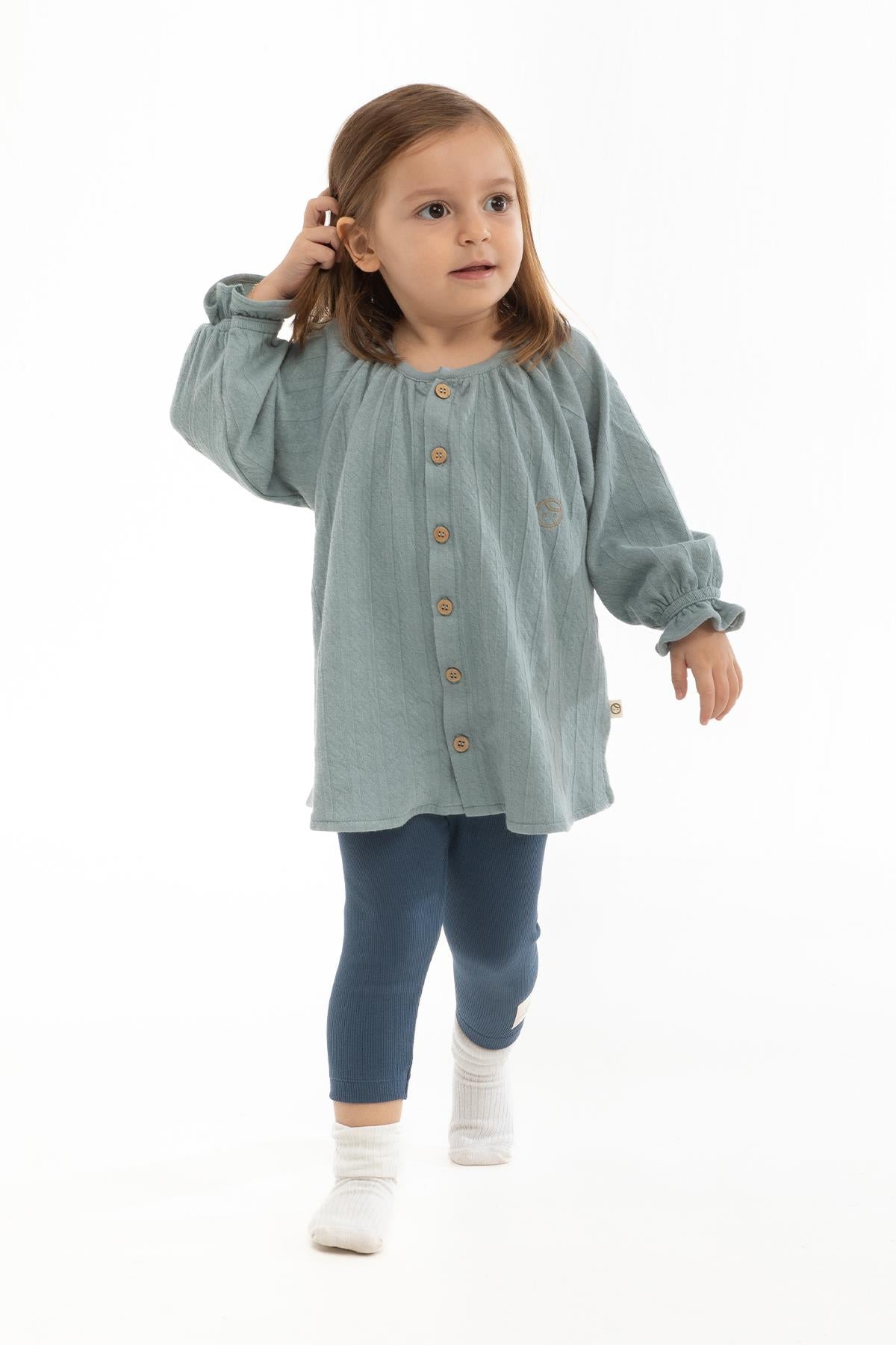 Organic Cotton Muslin Shirt for Kids in Blue - Soft and Breathable