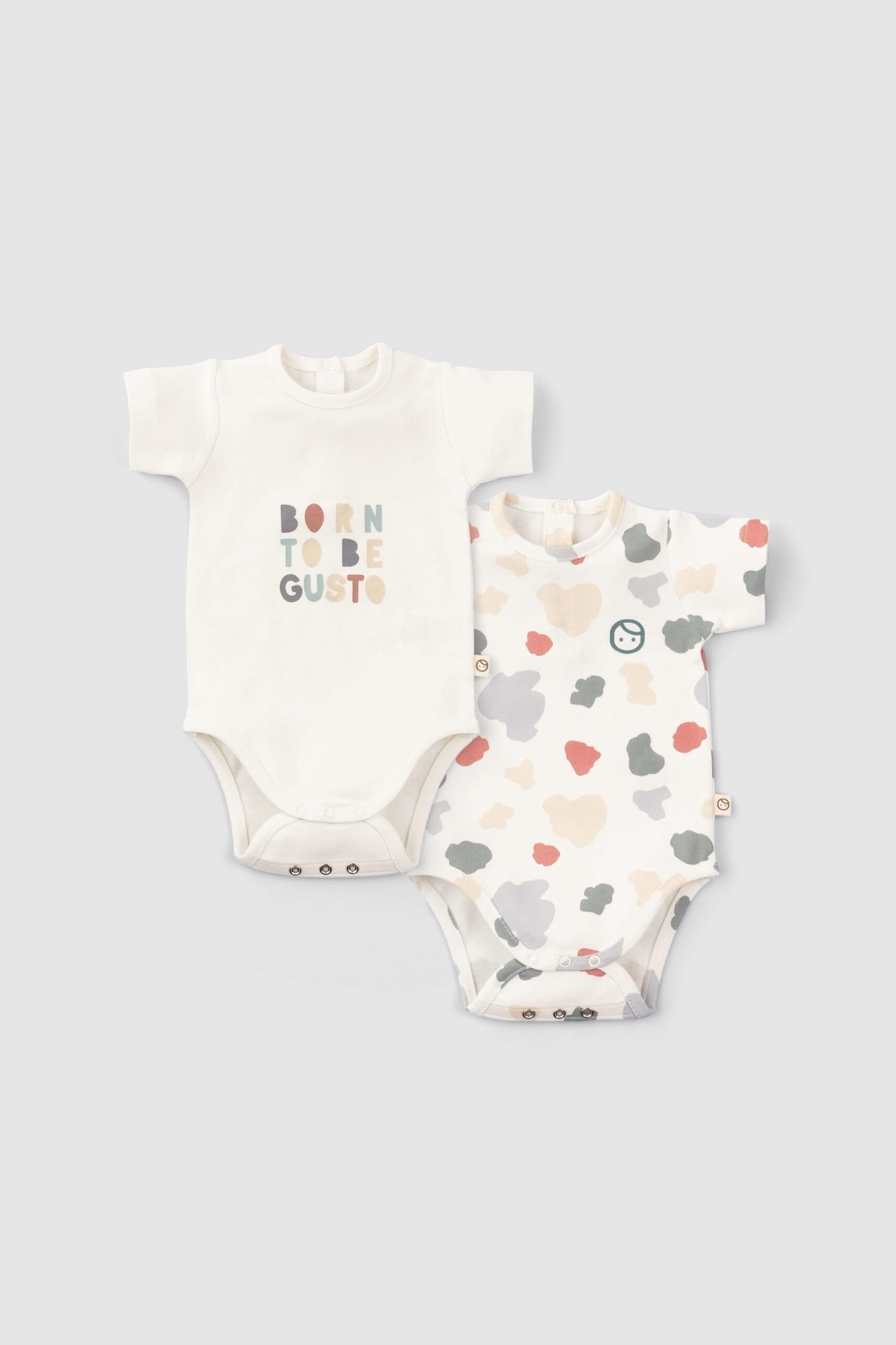 Animal Pattern Organic Cotton Short Sleeve Bodysuit Set (2 pcs) for Babies