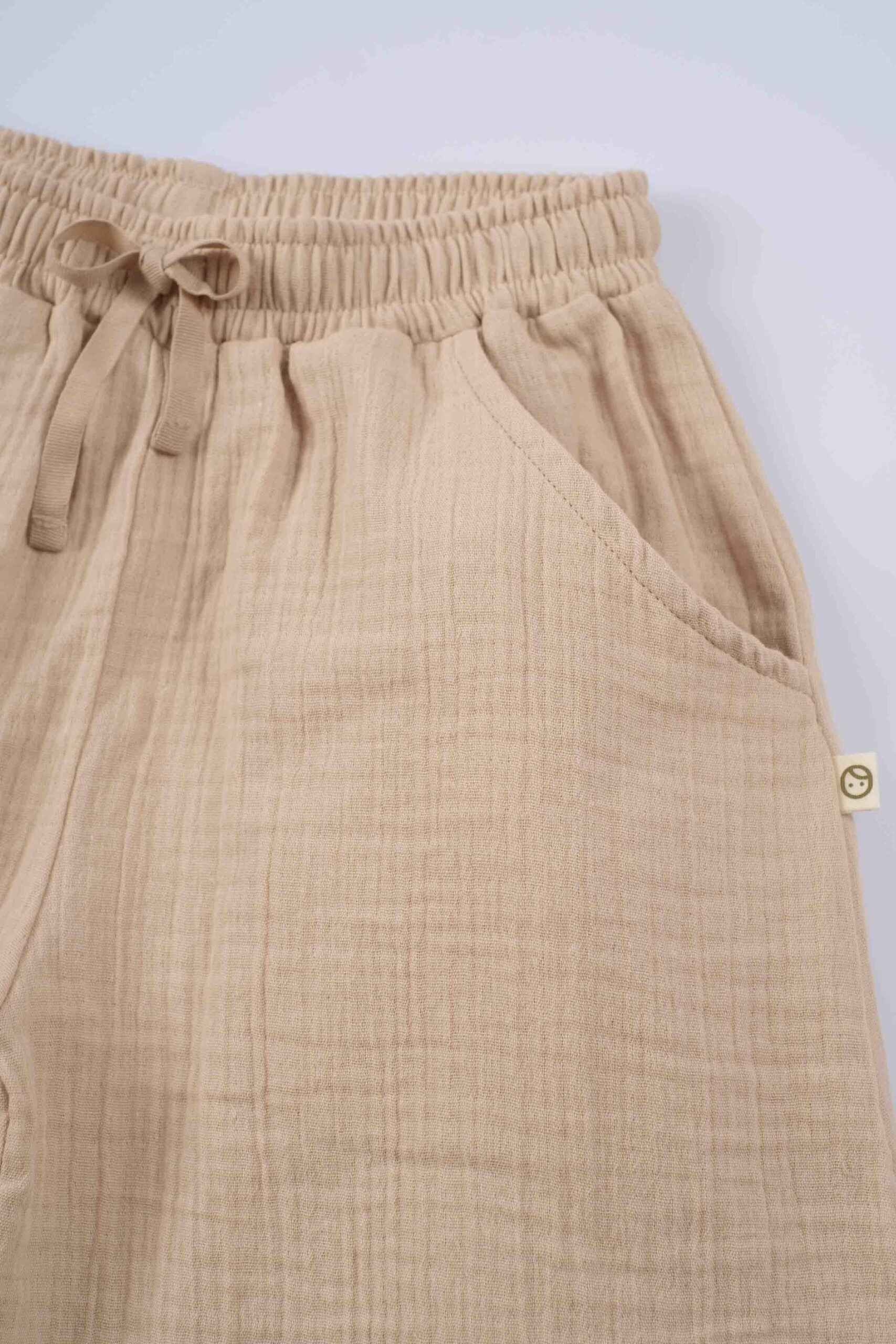 Organic Cotton Muslin Palazzo Pants in Beige - Soft and Stylish