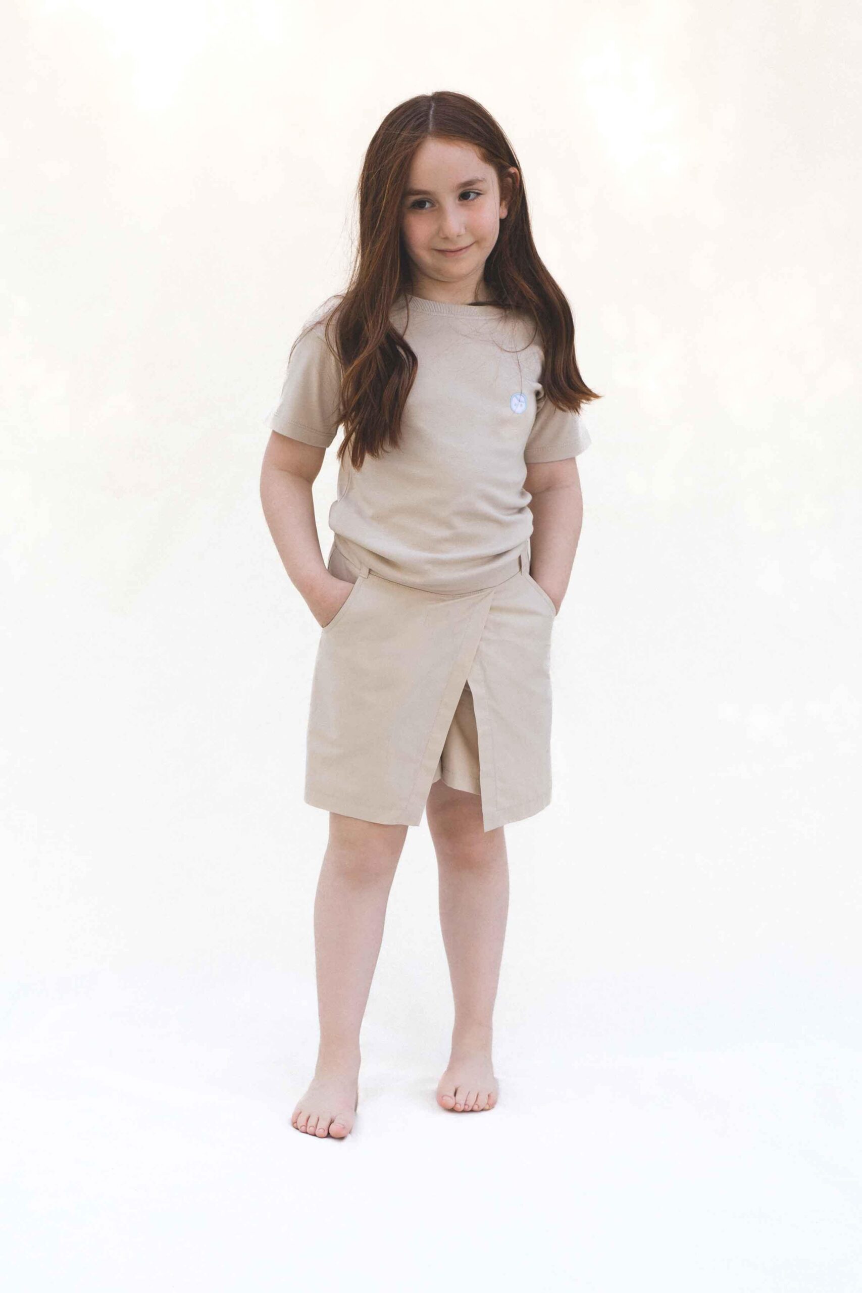 Beige Organic Cotton Short Skirt for Kids | Stylish & Sustainable