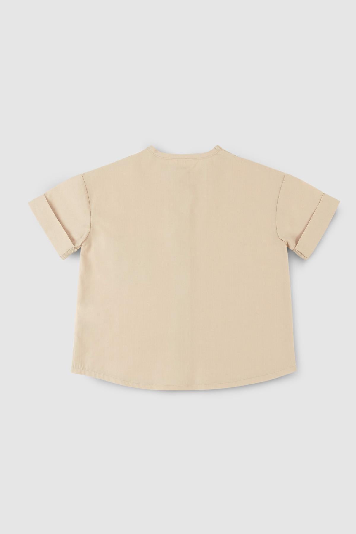 Organic Cotton Short Sleeve Shirt - Beige