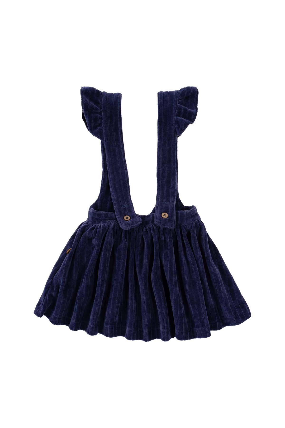 Navy Blue Velvet Gilet Dress for Girls | Luxurious & Comfortable