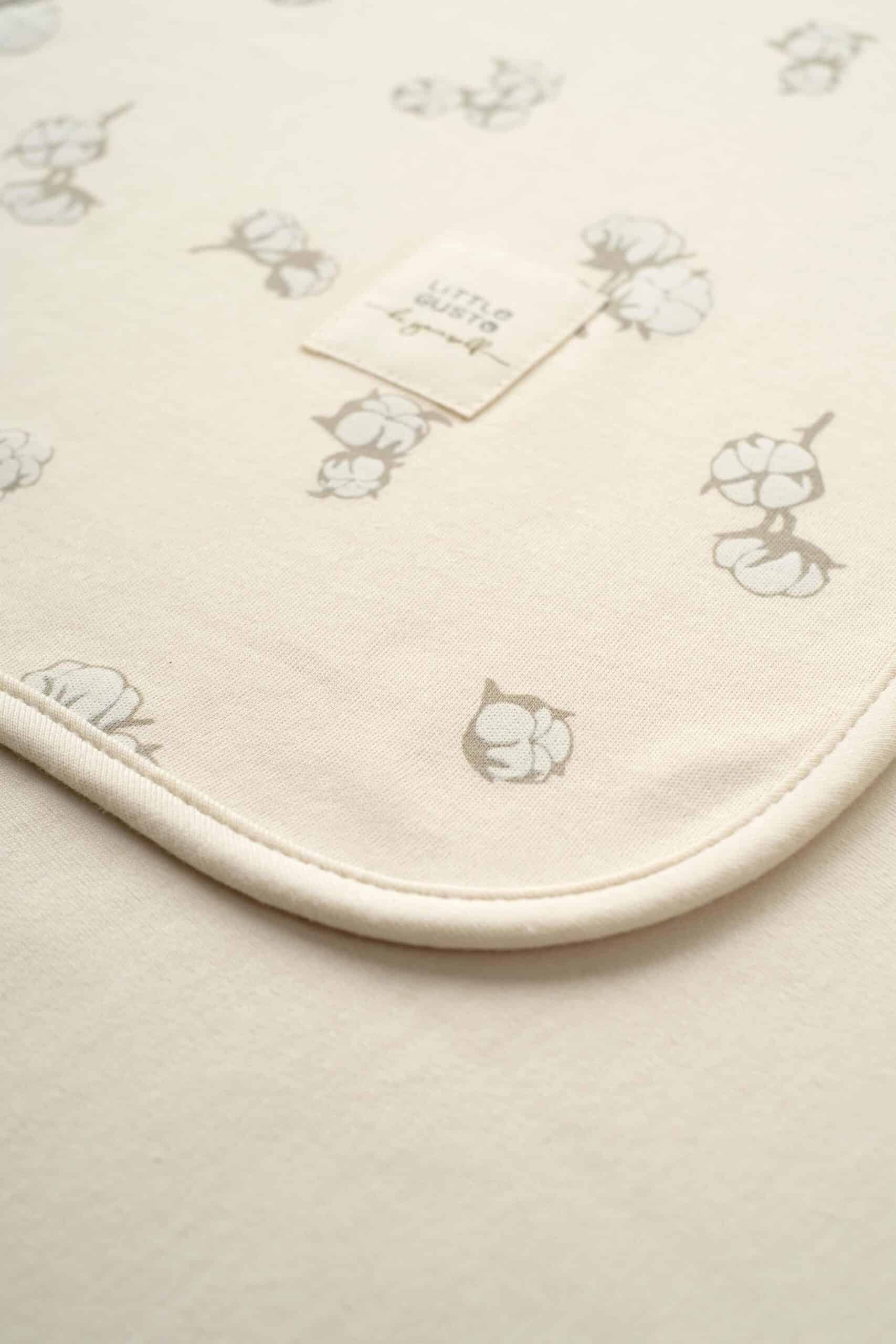 Organic Cotton Double Layer Baby Blanket - Cream with Print