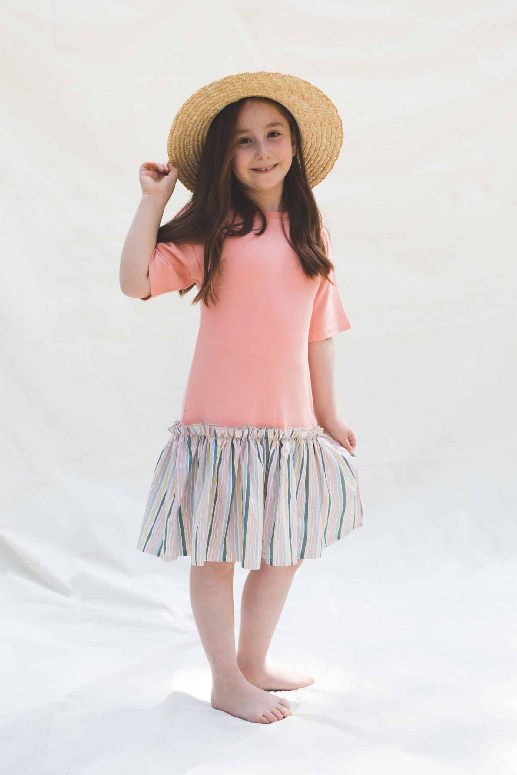 Bamboo Short Sleeve Dress with Skirt - Pink | Soft, Antiallergenic & Breathable